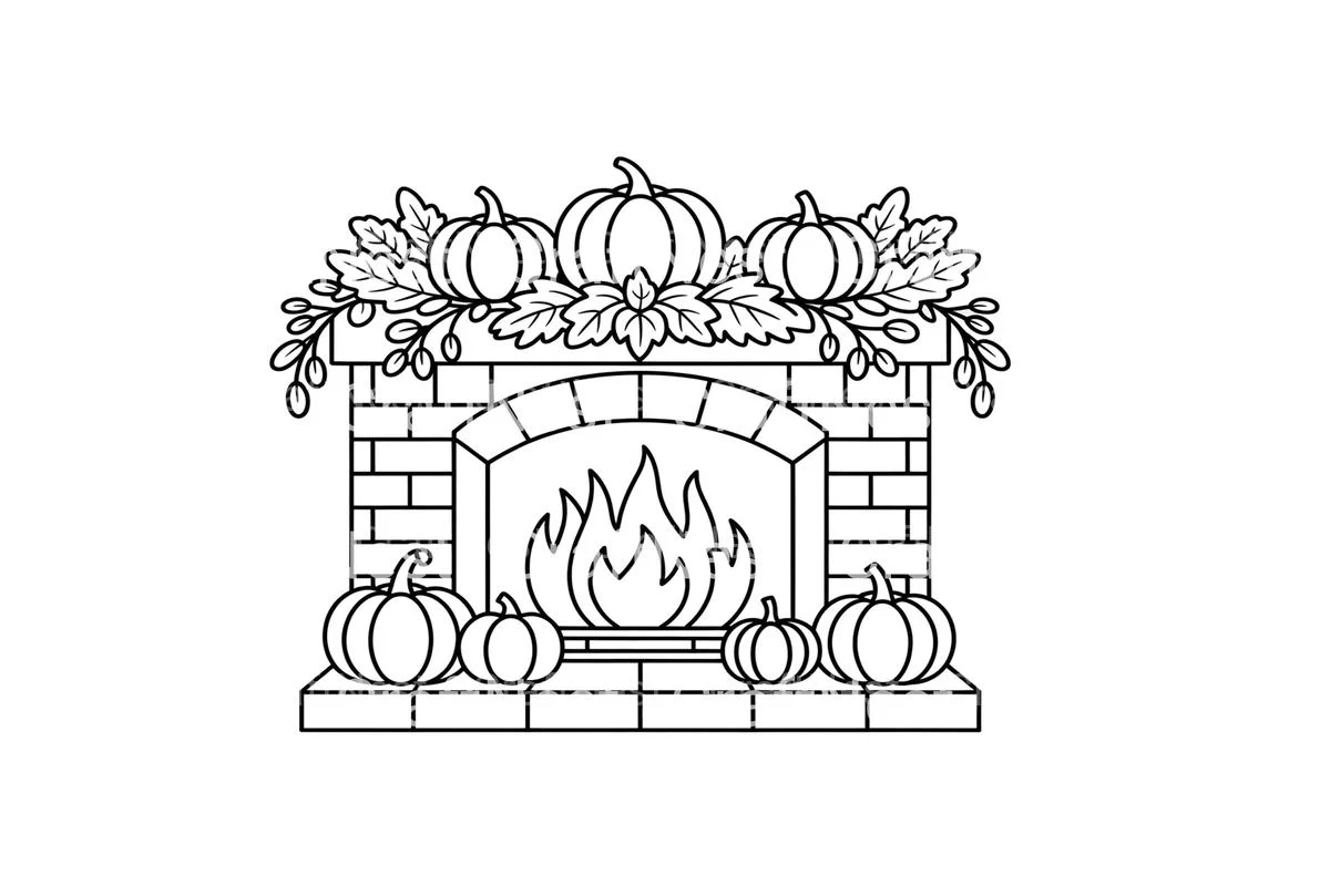 Autumn Fireplace Pumpkin Coloring Books - Image 2