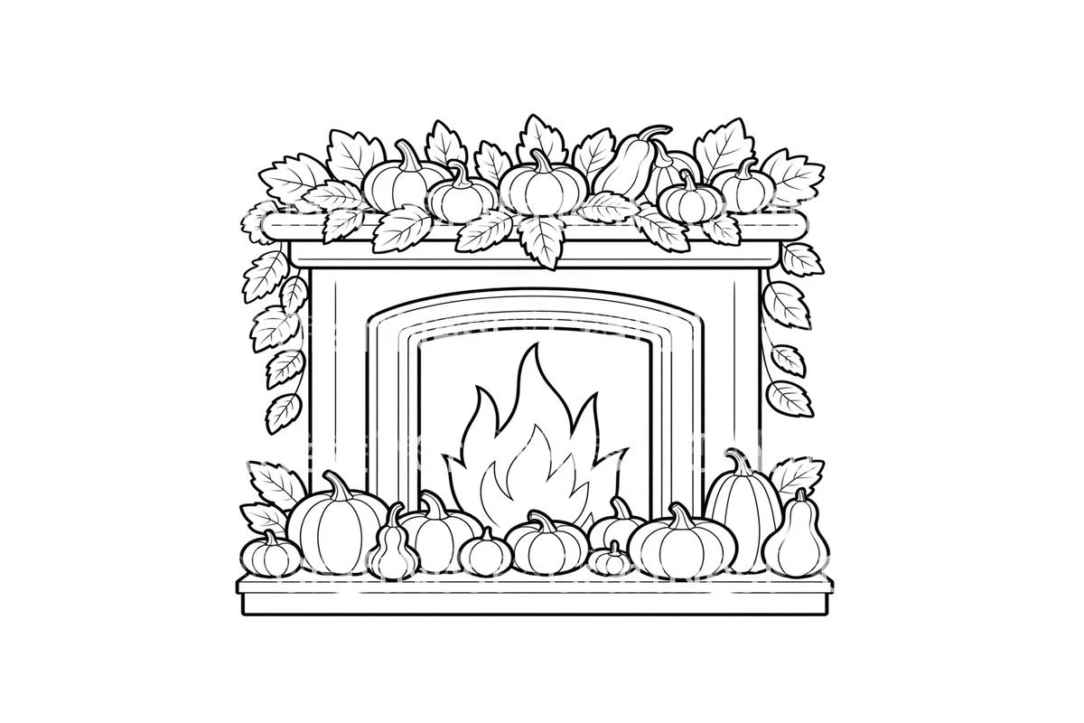 Autumn Fireplace Pumpkin Coloring Books - Image 4