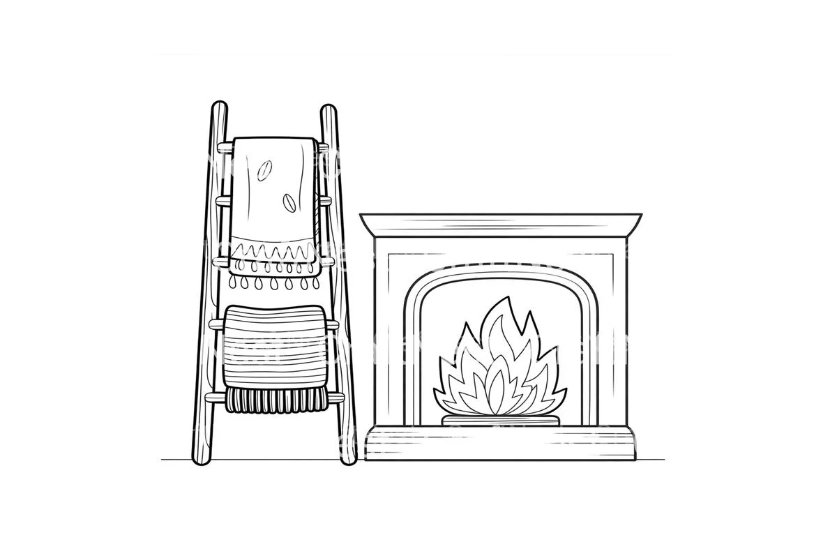 Autumn Fireplace with Blanket Ladder Coloring Books - Image 4