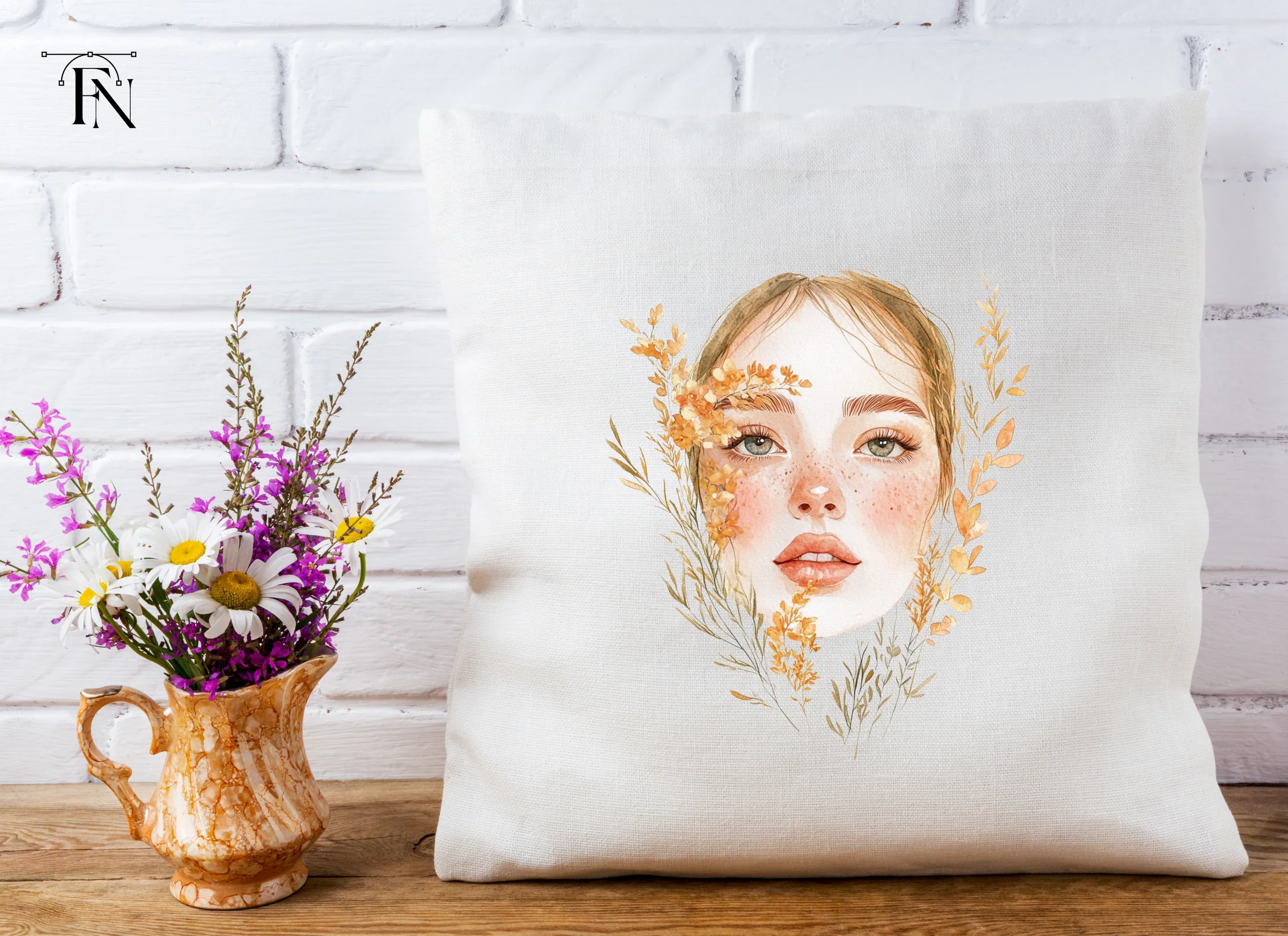Autumn Flowers Woman Face Clipart Bundle - Image 5