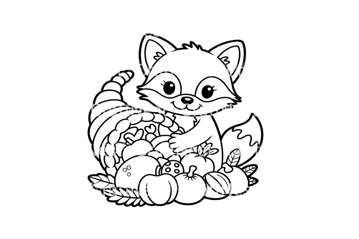 Autumn Fox with Cornucopia Coloring Books - Image 2