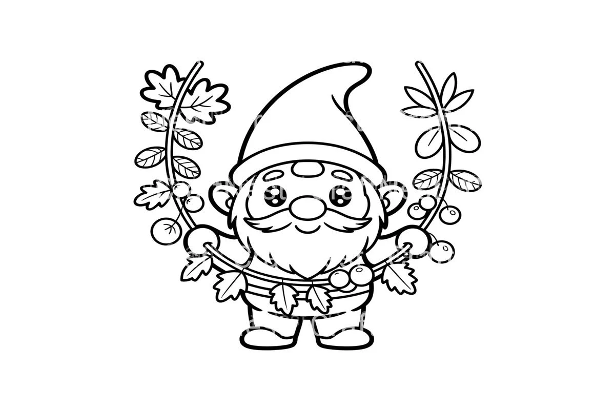 Autumn Gnomes with Leaf Garlands Coloring Books - Image 3
