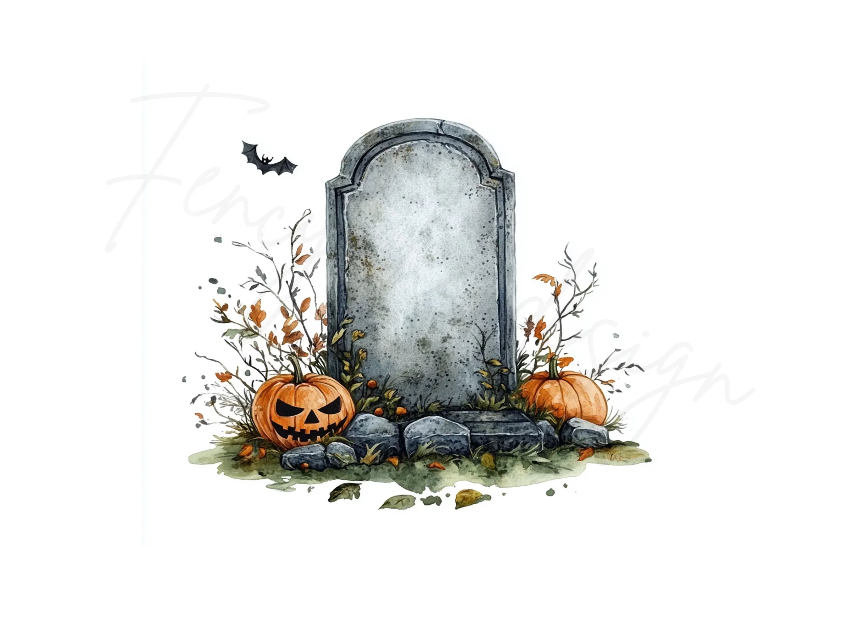 Autumn Halloween Gravestone Clipart Bundle - Image 2
