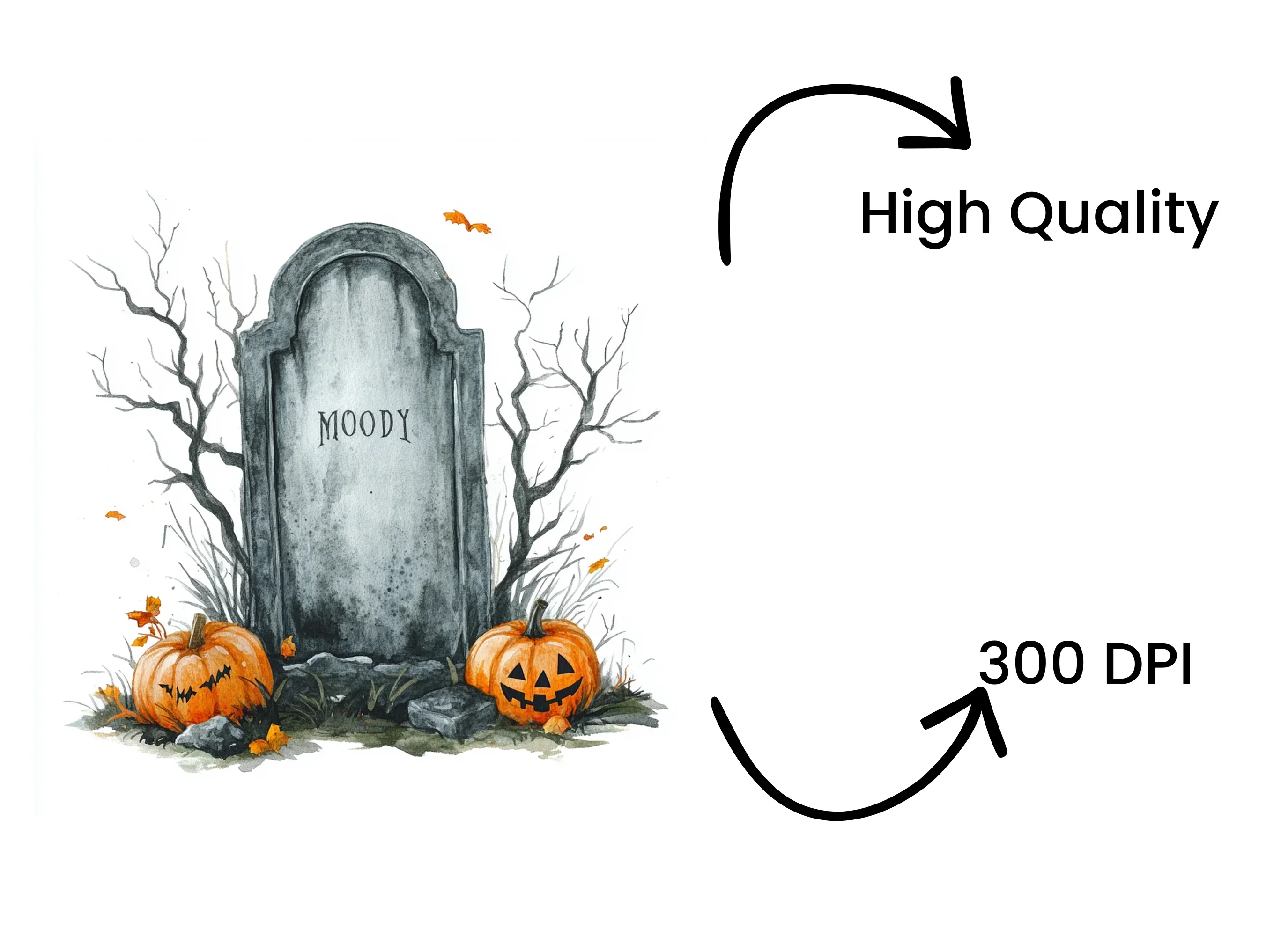 Autumn Halloween Gravestone Clipart Bundle - Image 4
