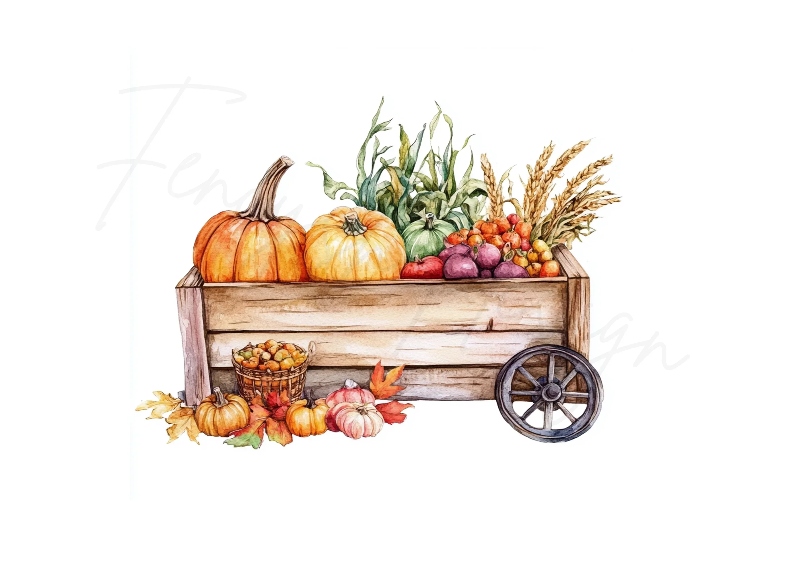 Autumn Harvest Market Cart Clipart Bundle - Image 2