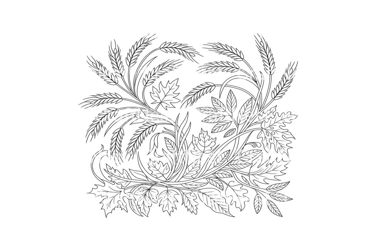 Autumn Harvest Wheat and Leaves Coloring Books - Image 3