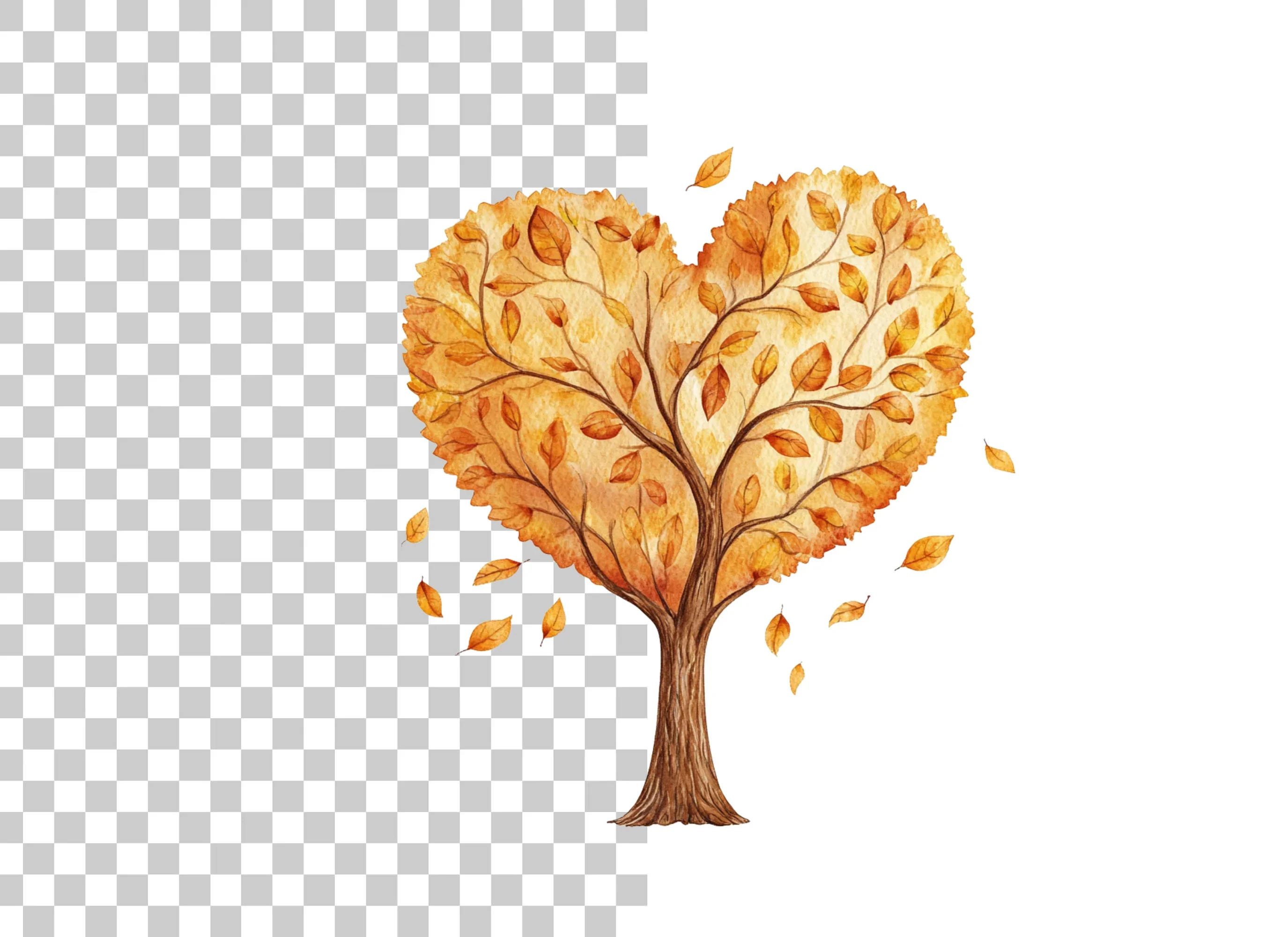 Autumn Heart Tree Clipart Bundle - Image 6