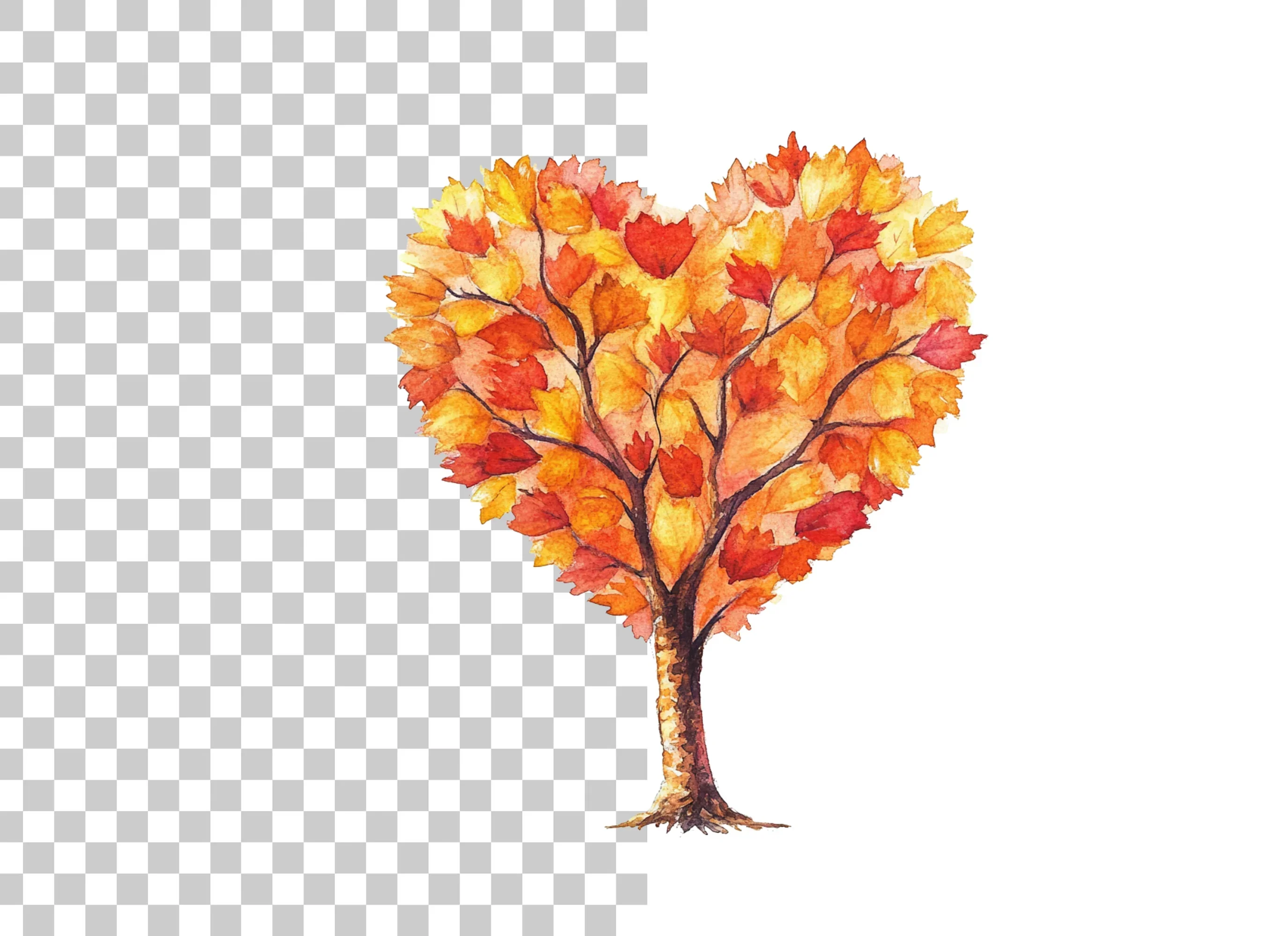 Autumn Heart Tree Clipart Bundle - Image 2