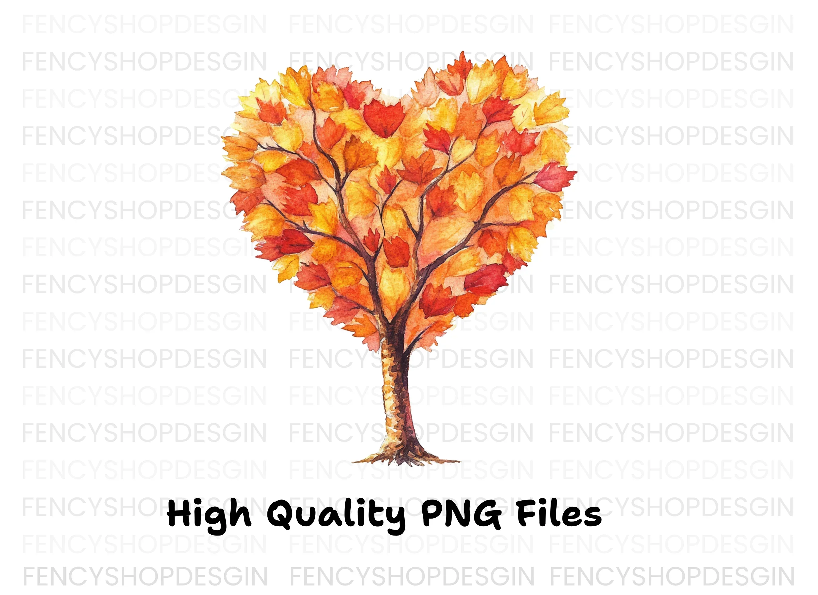 Autumn Heart Tree Clipart Bundle - Image 3