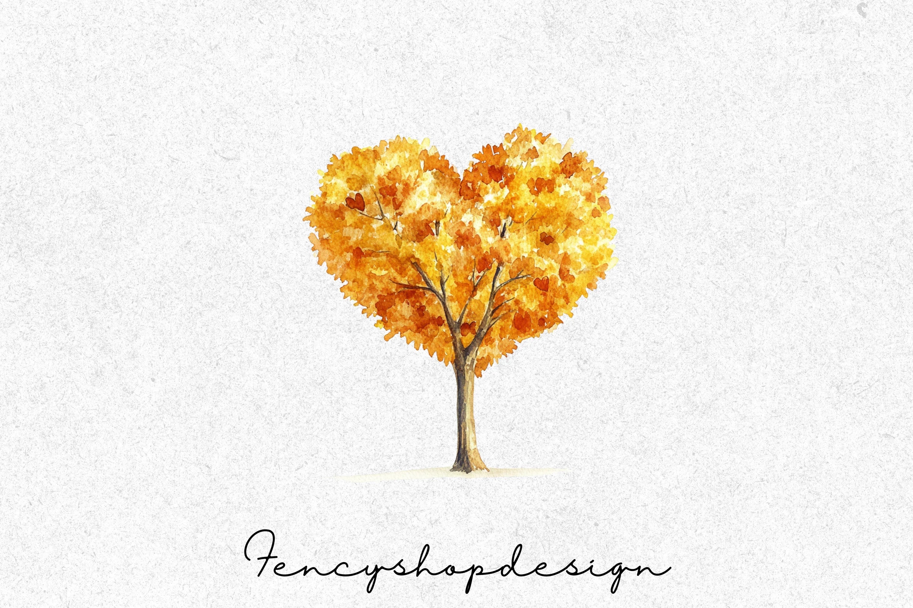 Autumn Heart Trees Clipart Bundle - Image 3