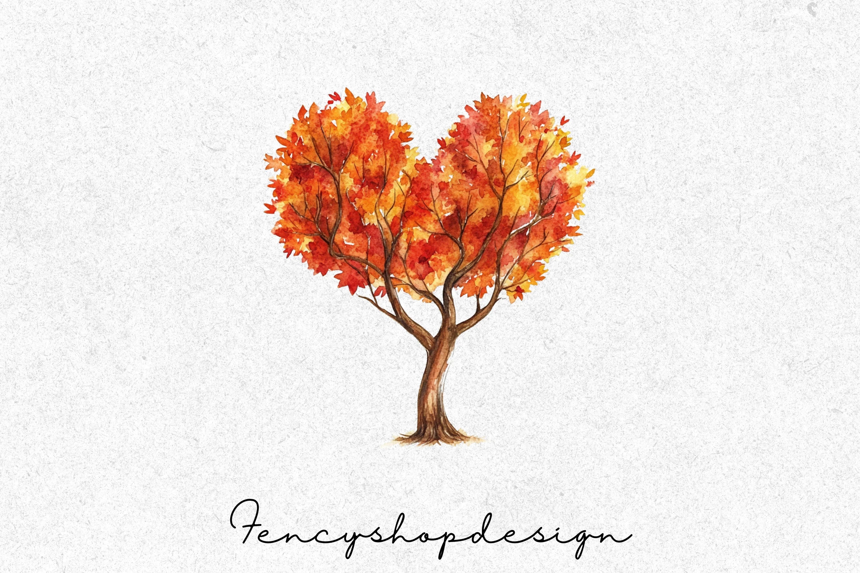 Autumn Heart Trees Clipart Bundle - Image 4