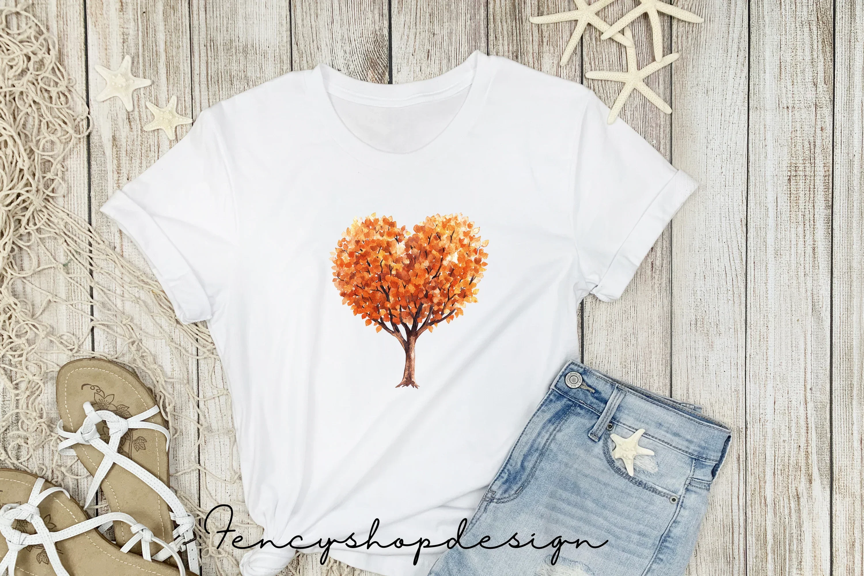 Autumn Heart Trees Clipart Bundle - Image 5