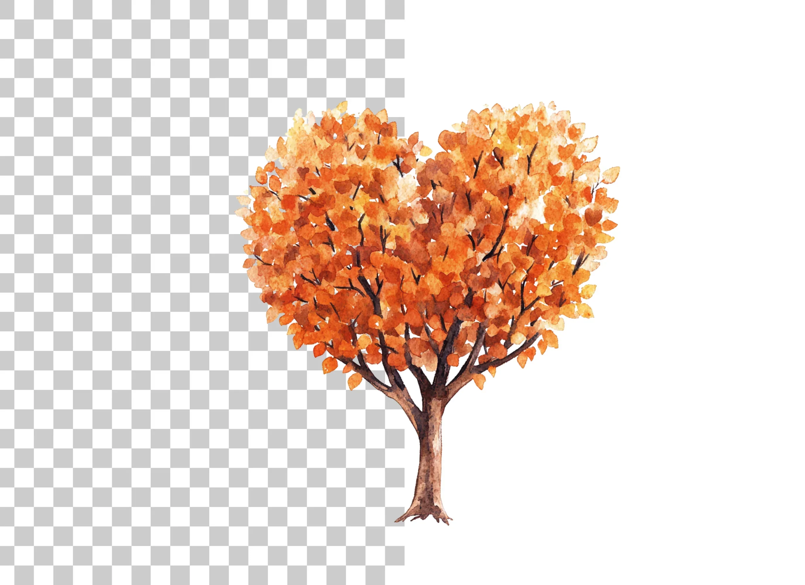 Autumn Heart Trees Clipart Bundle - Image 6