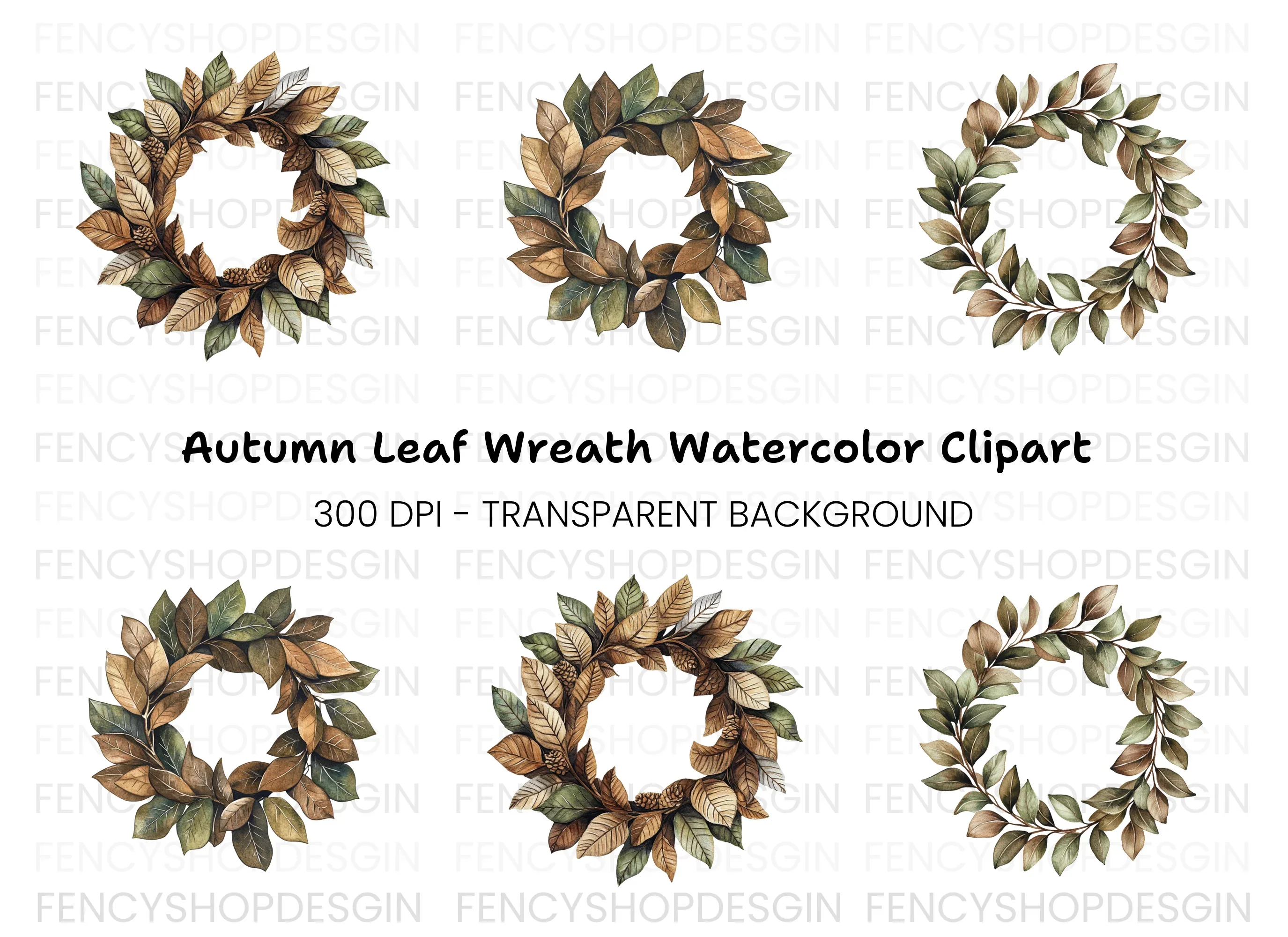 Autumn Leaf Wreaths Clipart Bundle