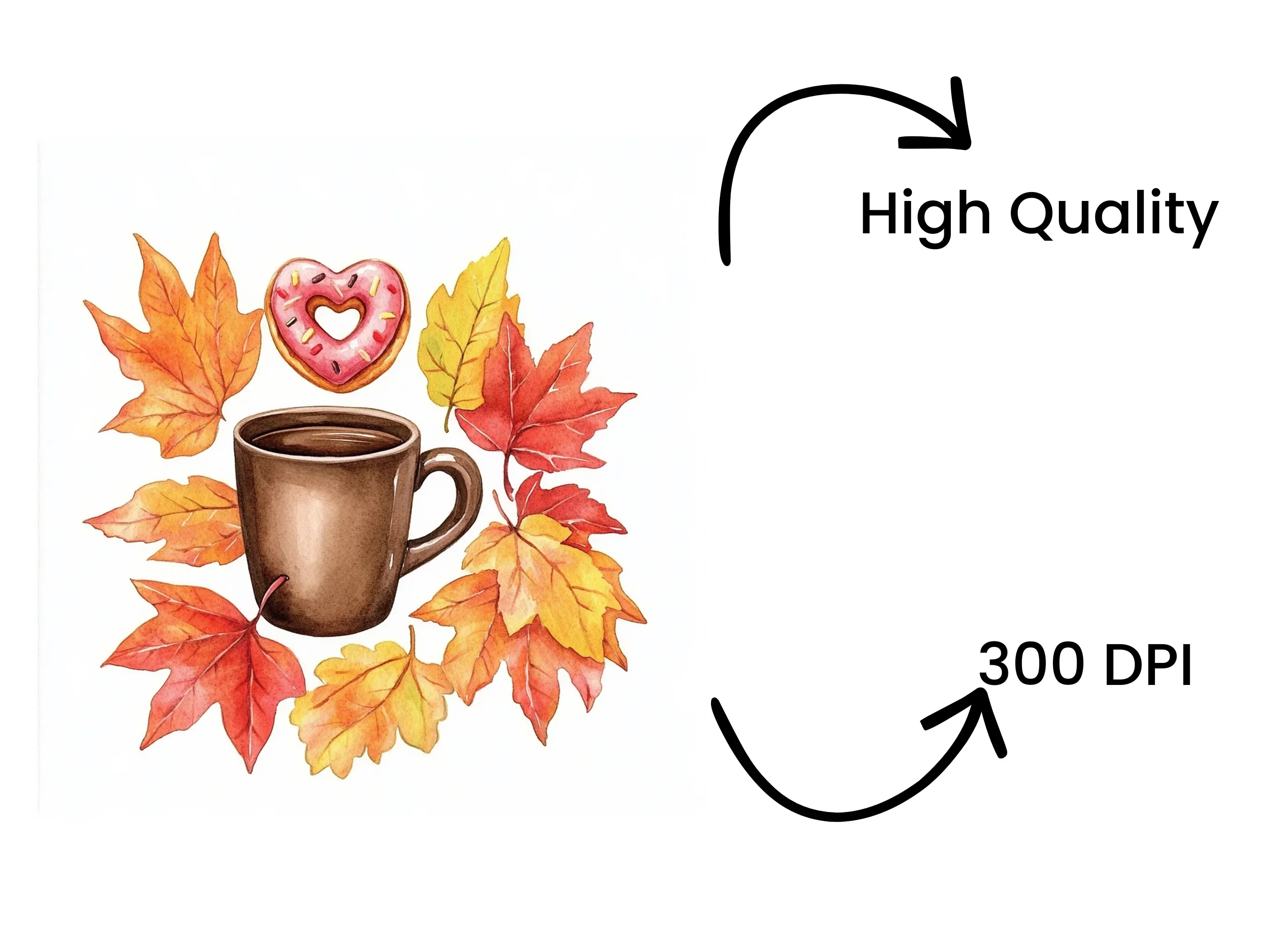 Autumn Leaves Donut Coffee Clipart Bundle - Image 4