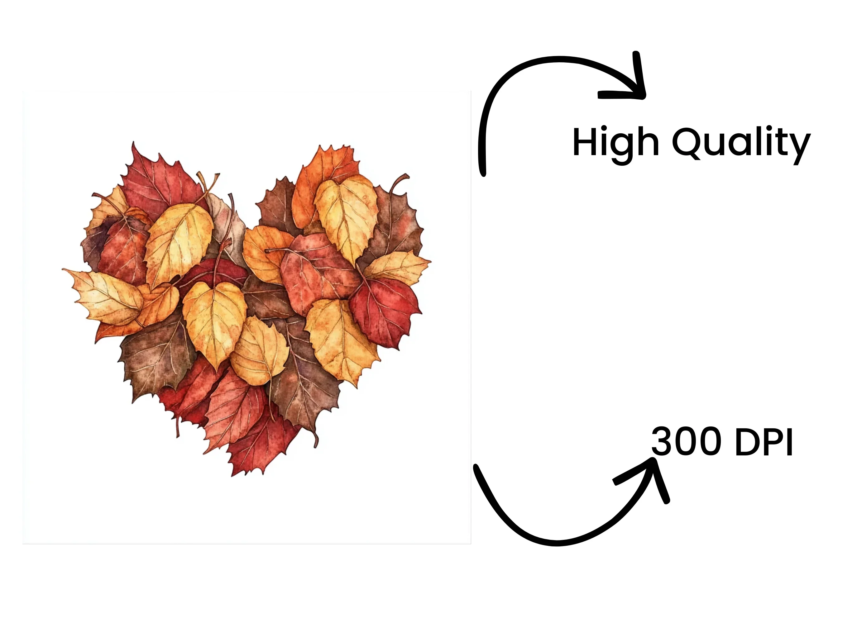 Autumn Leaves Heart Shape Clipart Bundle - Image 4