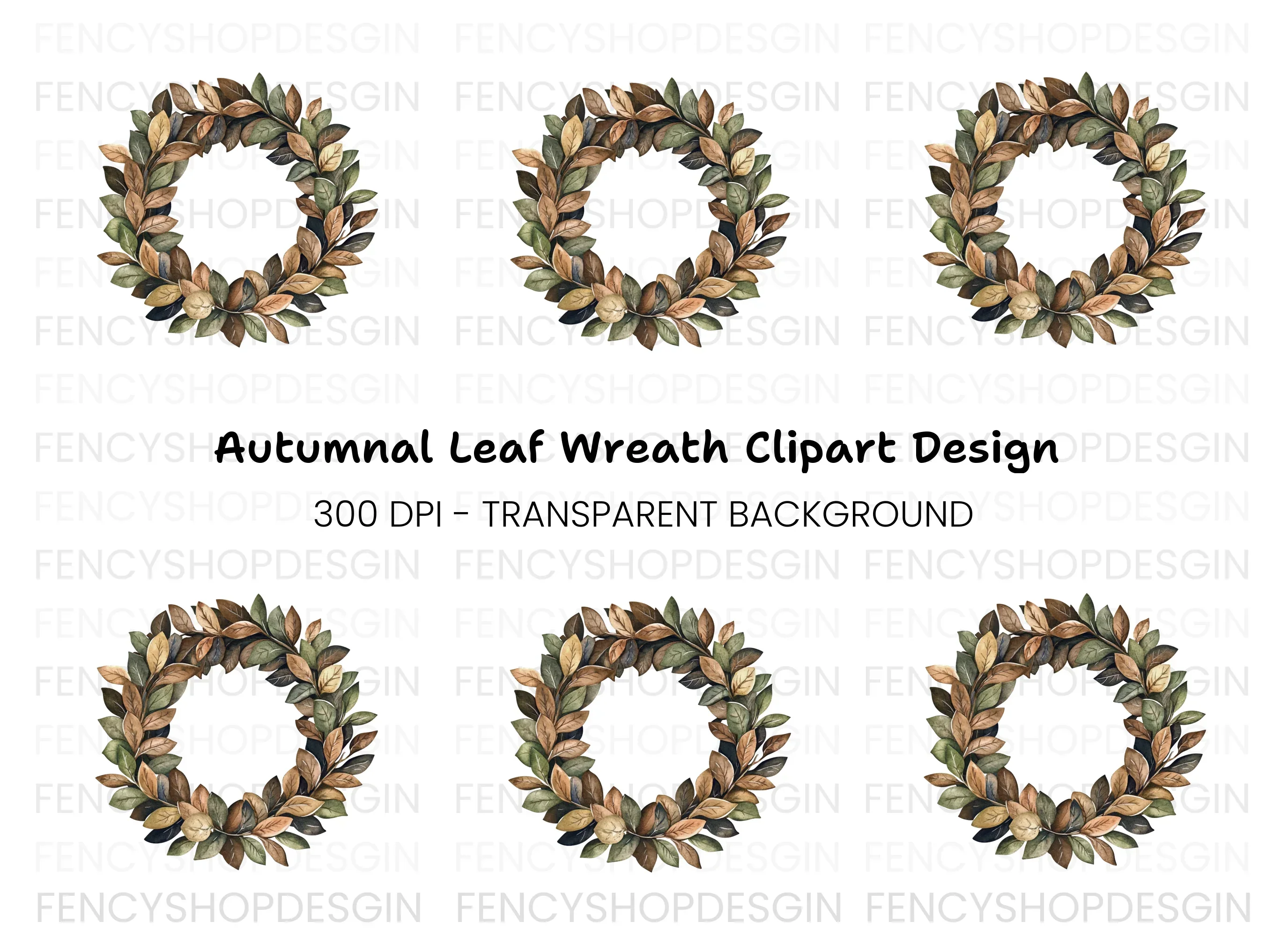 Autumn Leaves Wreath Clipart Bundle