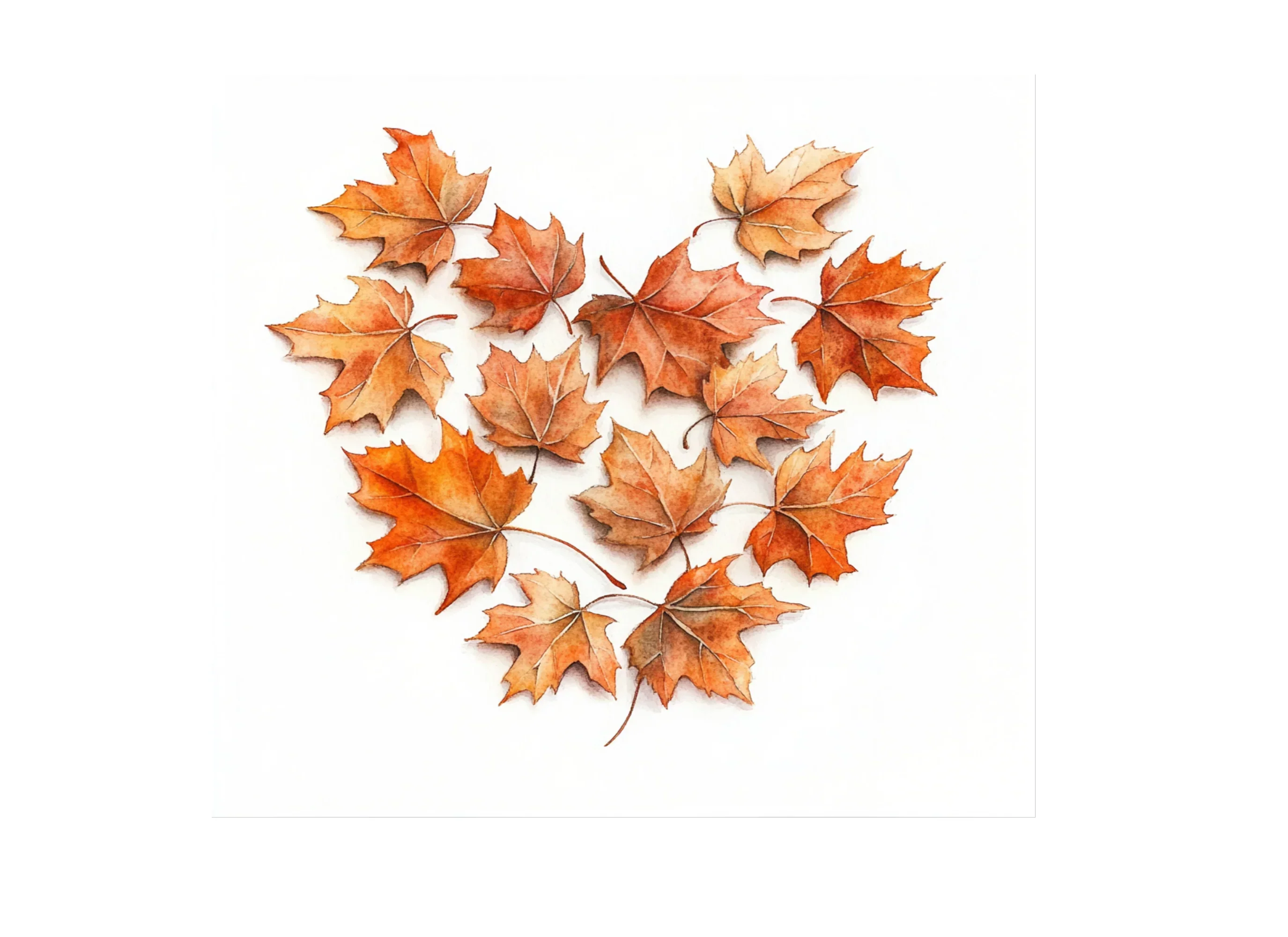 Autumn Maple Leaf Heart Clipart Bundle - Image 3