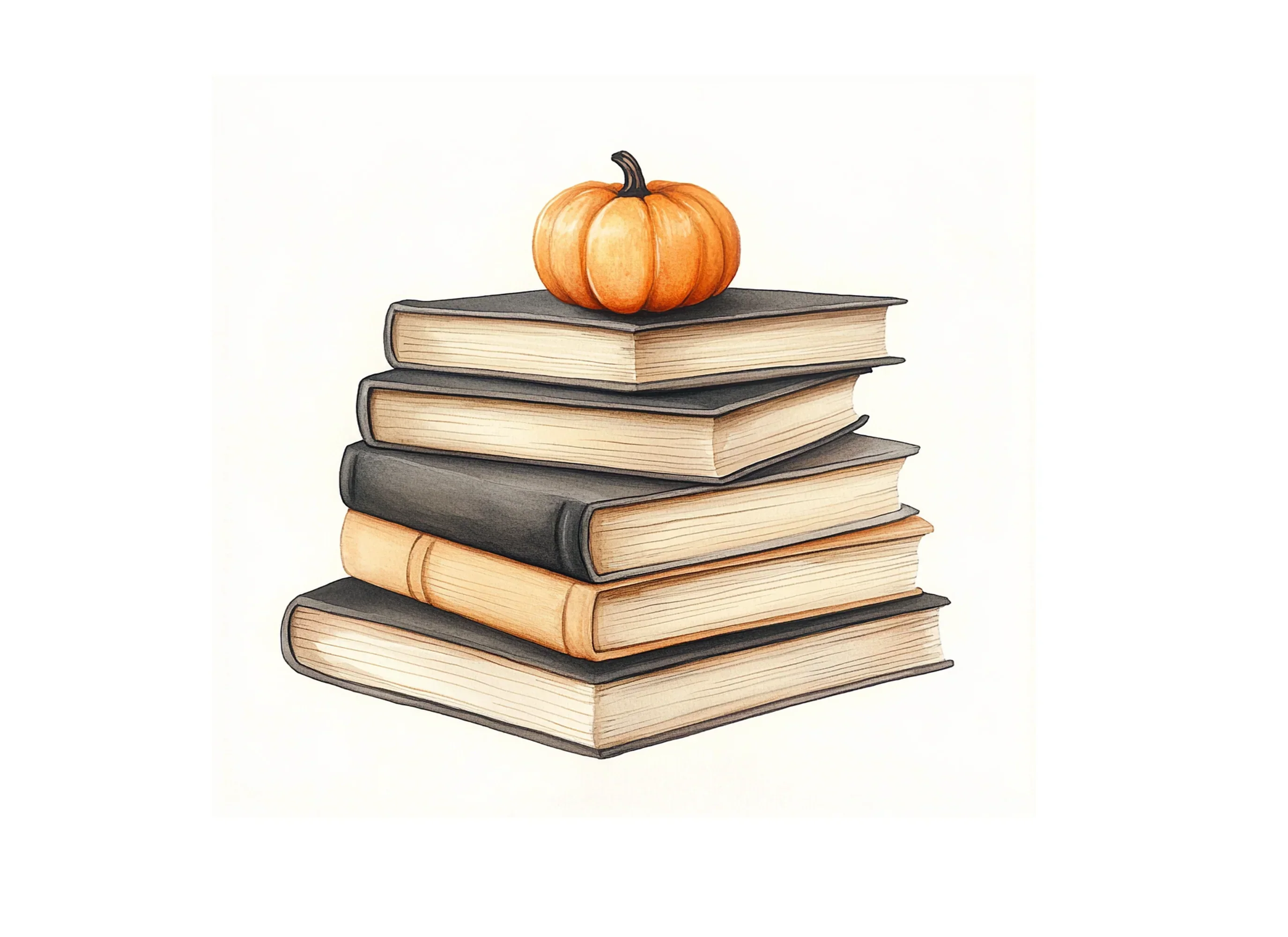 Autumn Pumpkin Book Stack Clipart Bundle - Image 3
