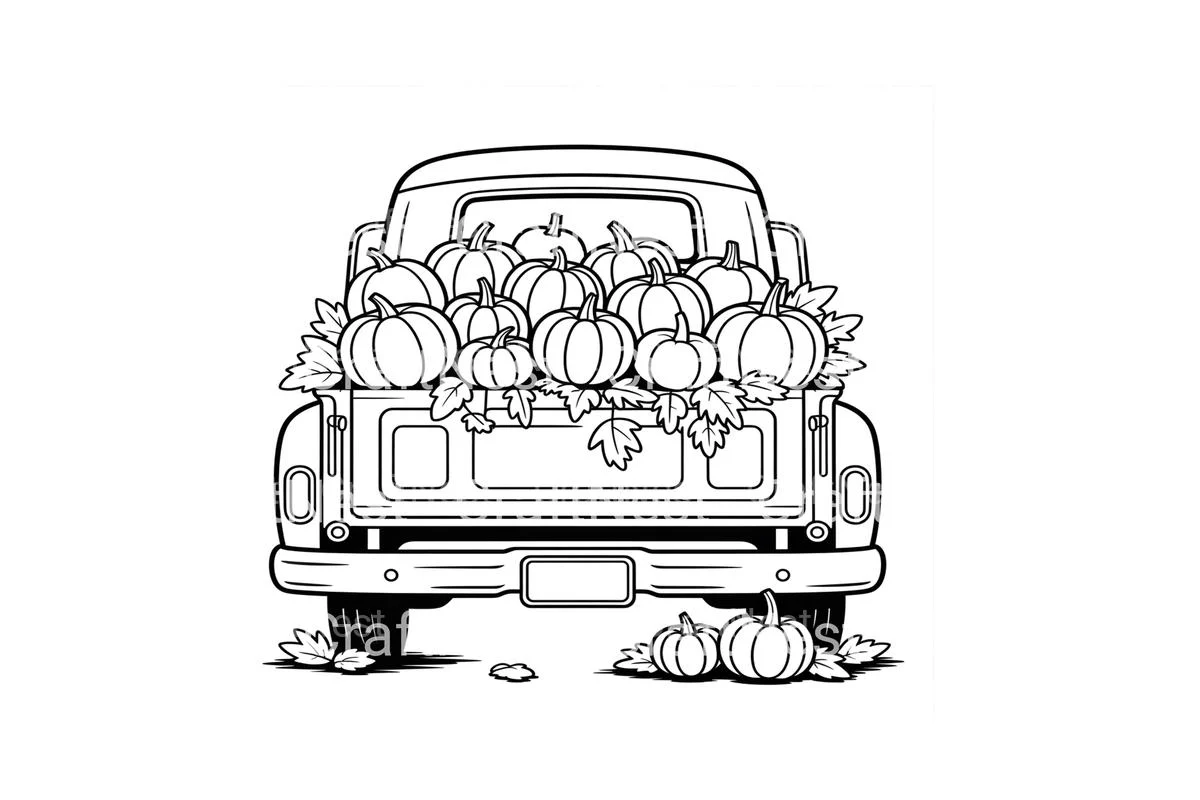Autumn Pumpkin Truck Fun Coloring Books - Image 2