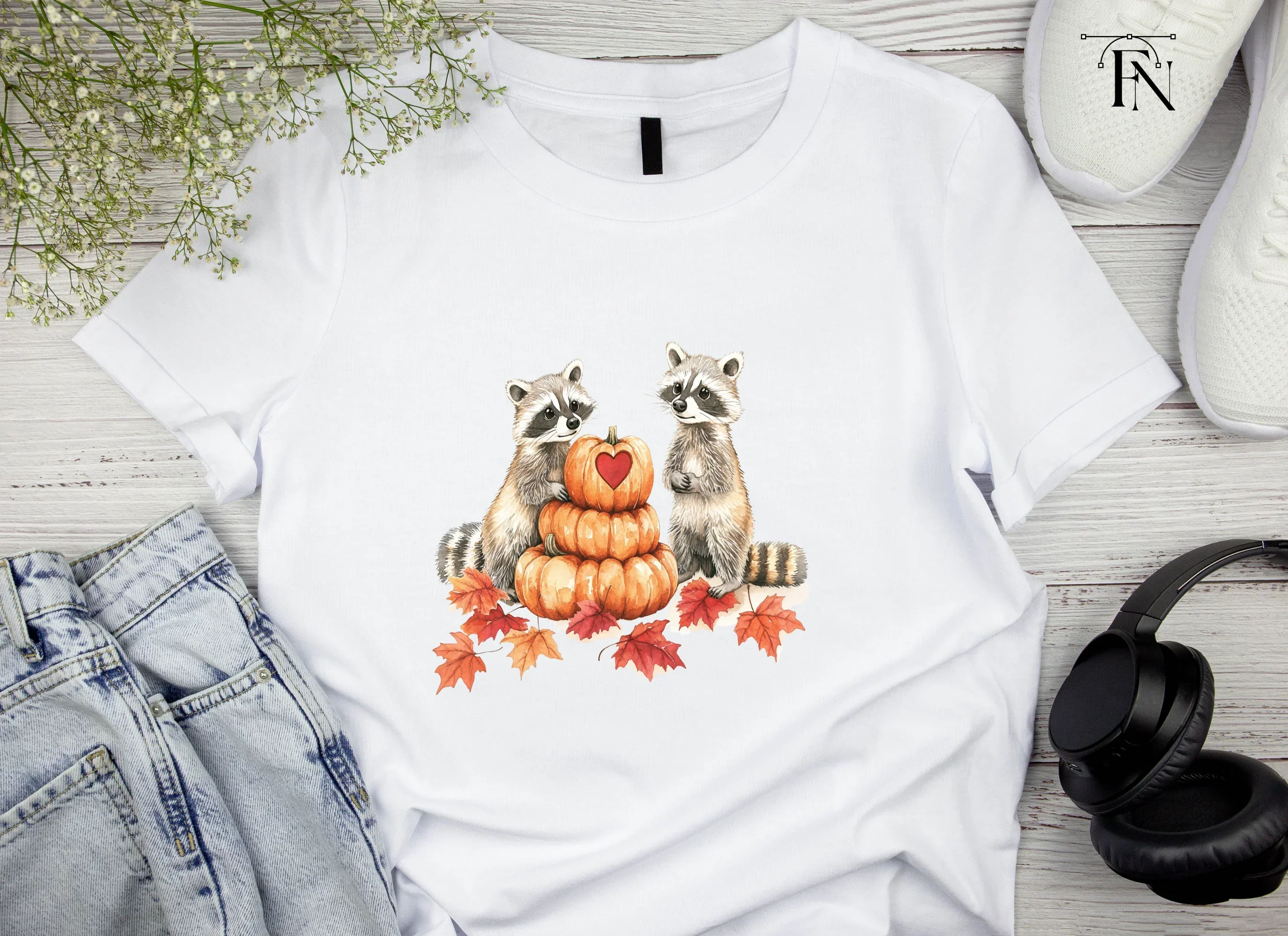 Autumn Raccoons with Pumpkin Clipart Bundle - Image 4