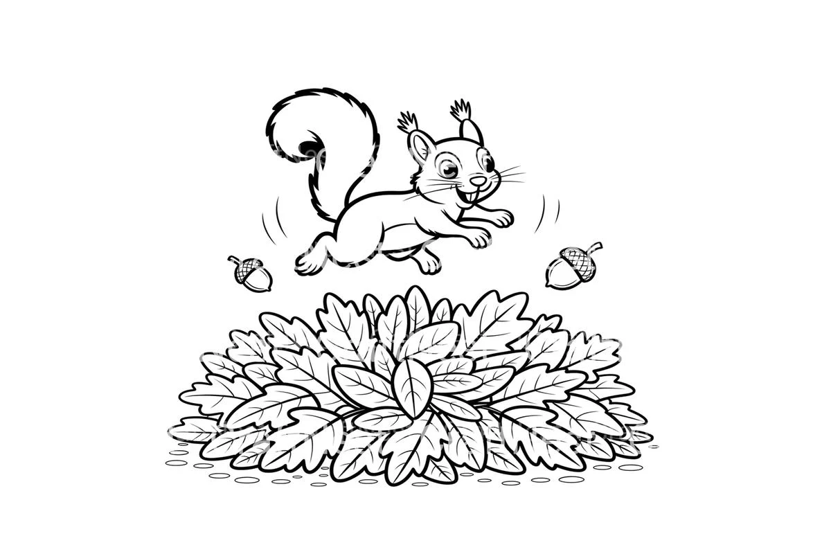 Autumn Squirrels and Leaves Coloring Books - Image 4