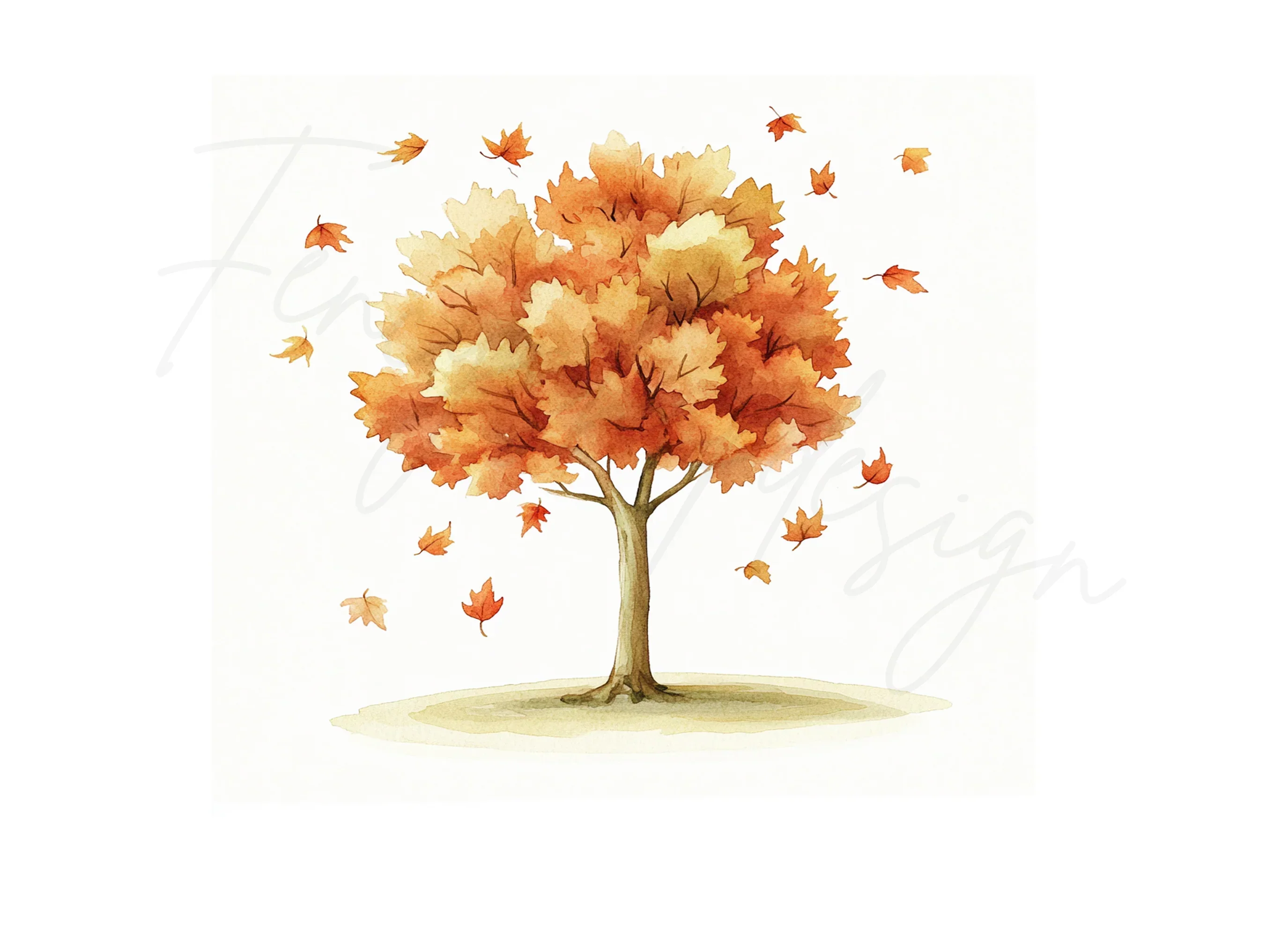 Autumn Trees with Falling Leaves Clipart Bundle - Image 3