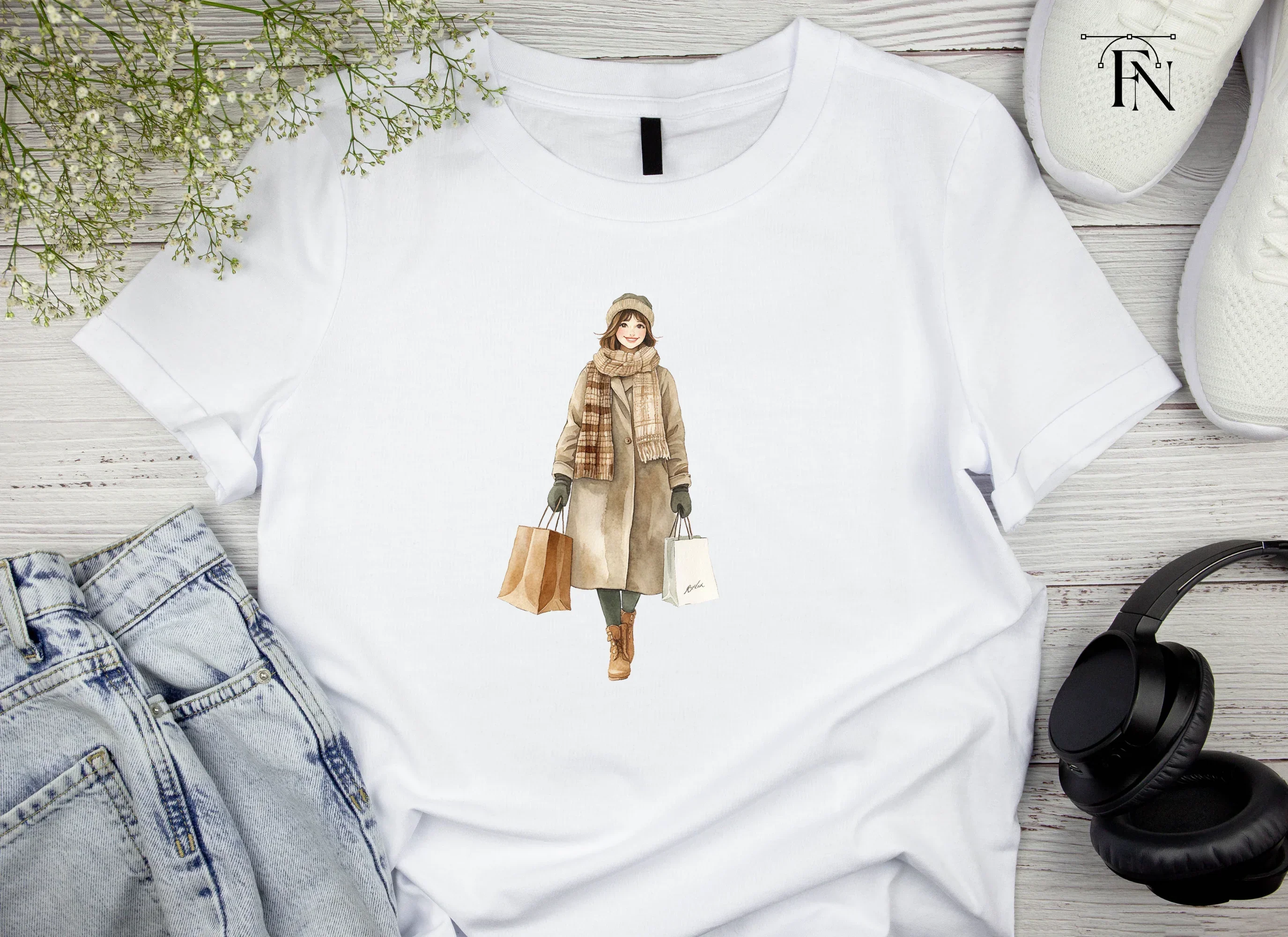 Autumn Winter Shopping Girls Clipart Bundle - Image 6