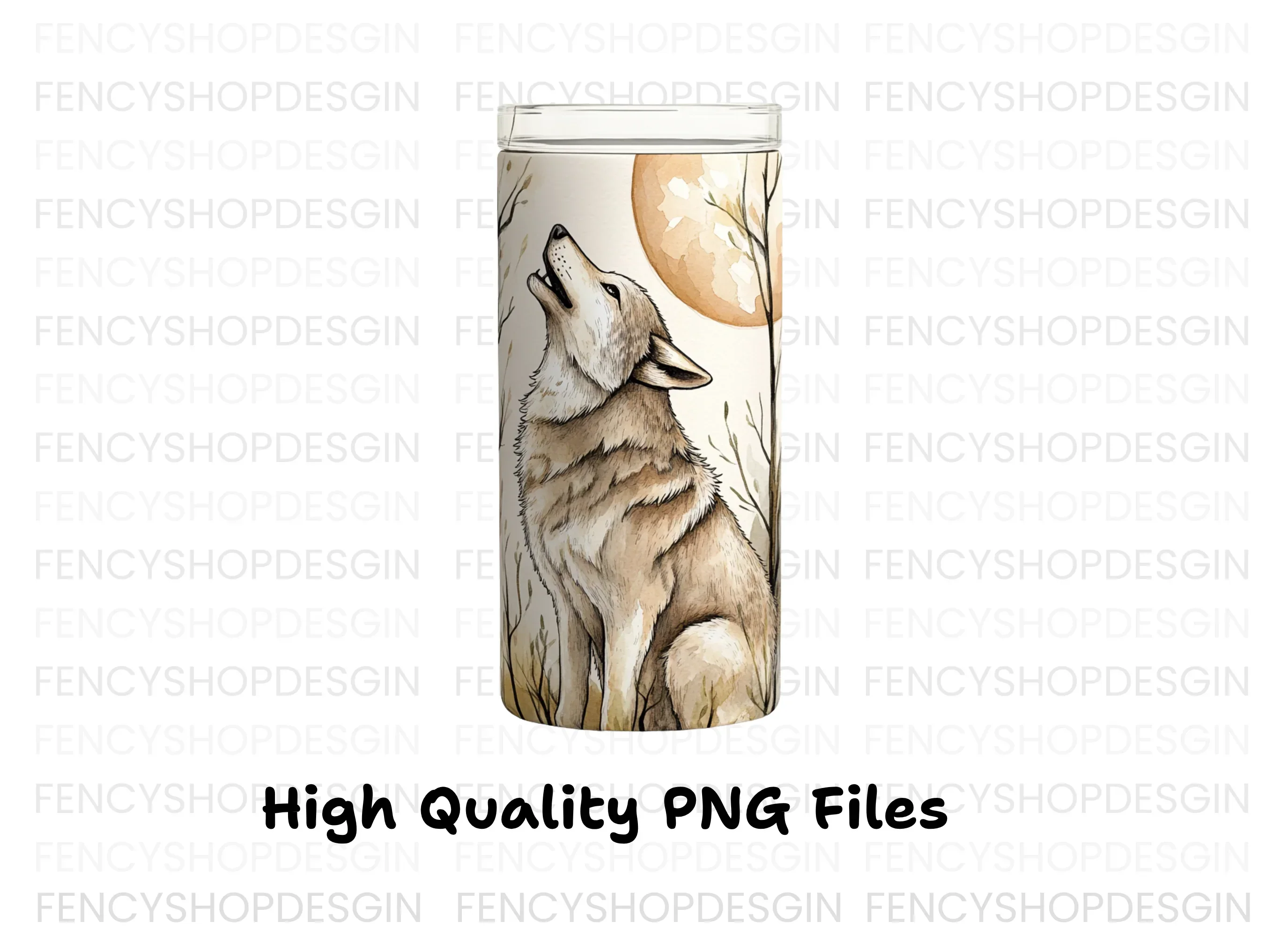 Autumn Wolf Howling at Moon Tumbler Clipart Bundle - Image 3