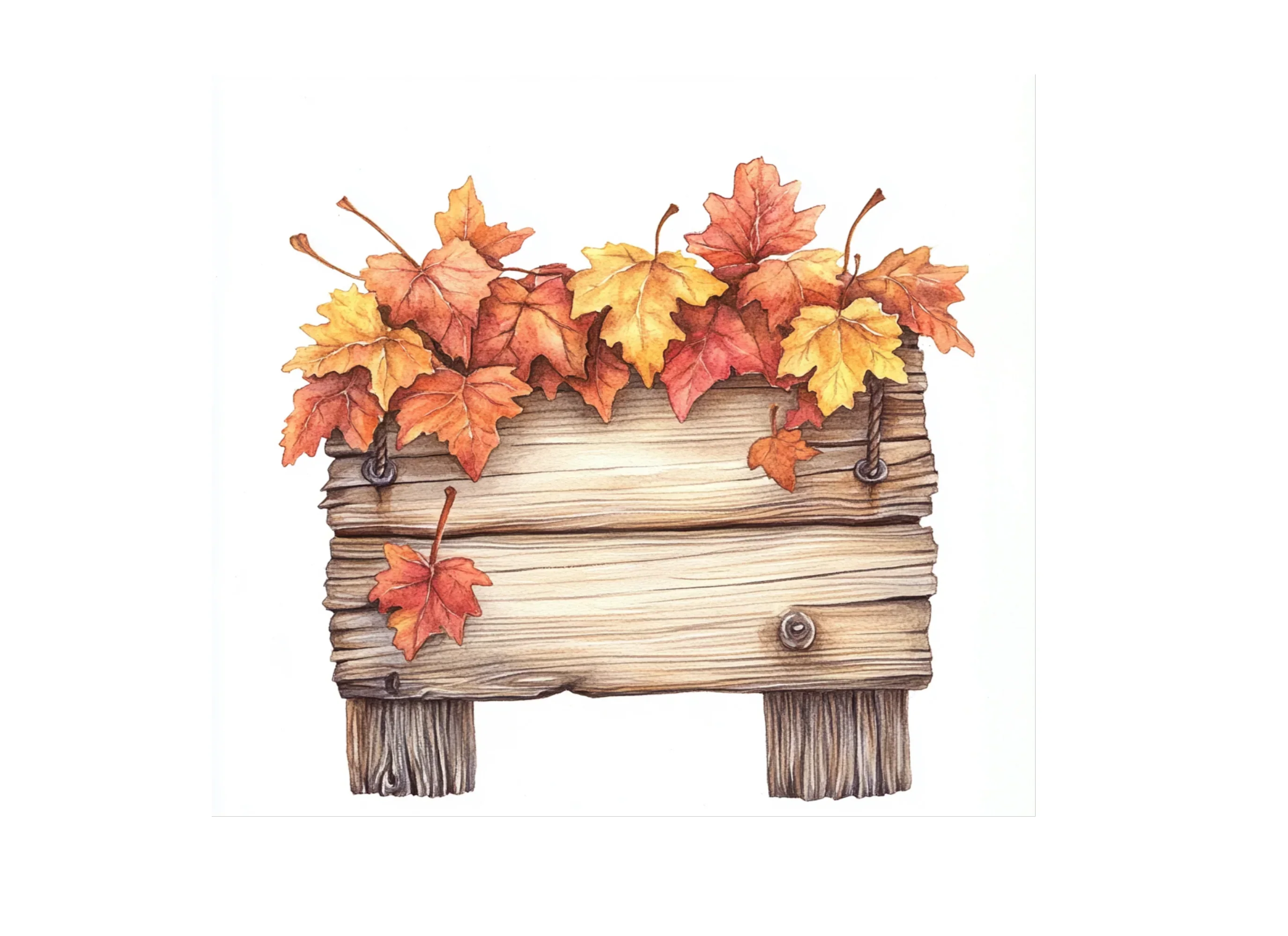Autumn Wooden Signs with Fall Leaves Clipart Bundle - Image 3