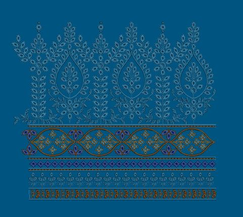 Azure Paisley Tapestry Embroidery Design