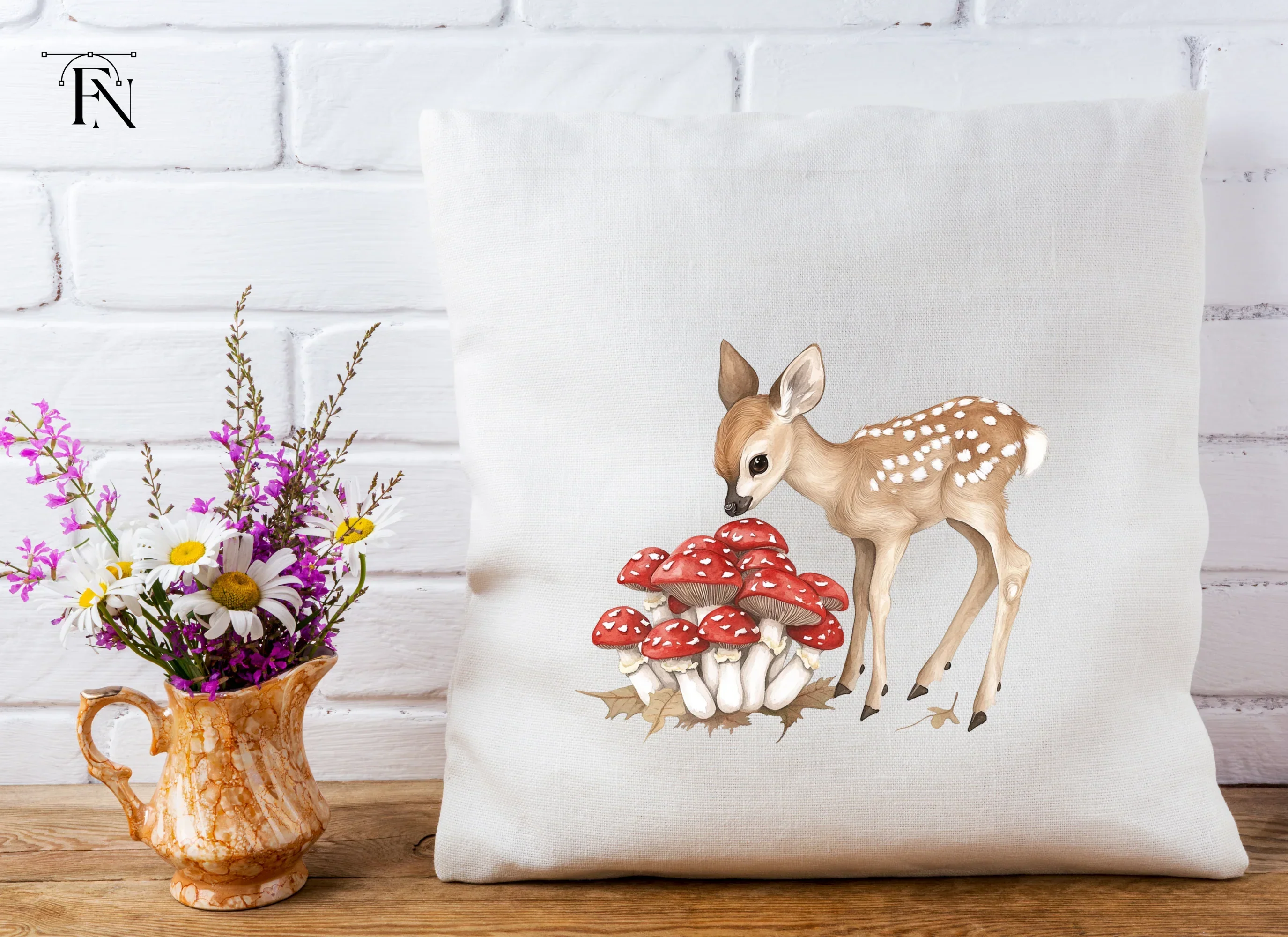 Baby Deer and Red Mushrooms Clipart Bundle - Image 5