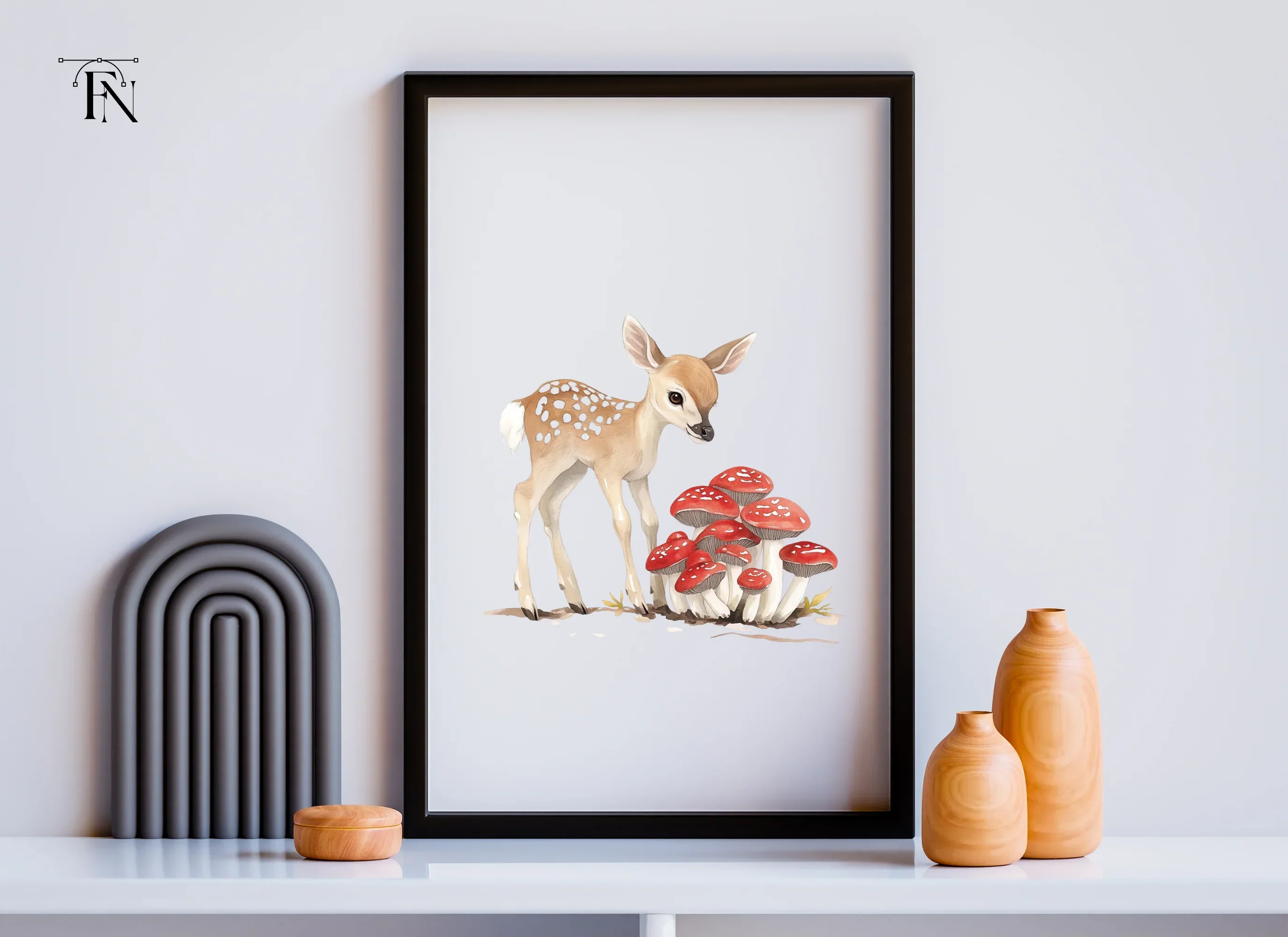 Baby Deer and Red Mushrooms Clipart Bundle - Image 6