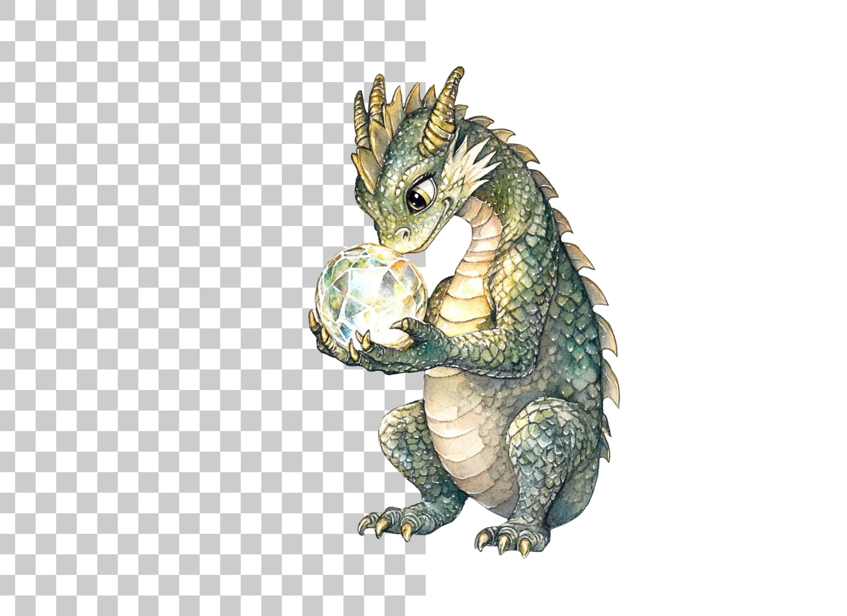 Baby Dragon with Crystal Clipart Bundle - Image 2