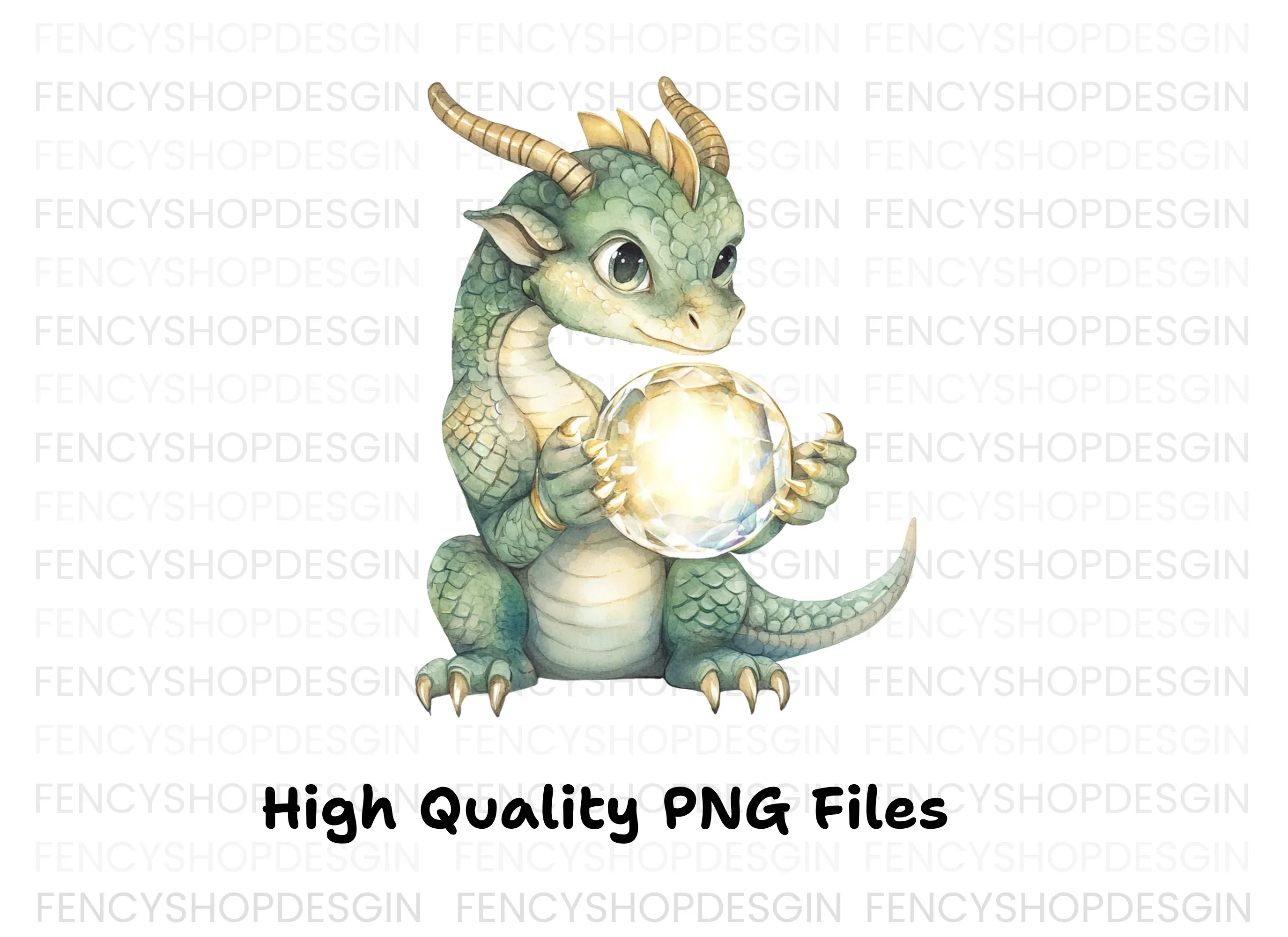 Baby Dragon with Crystal Clipart Bundle - Image 3