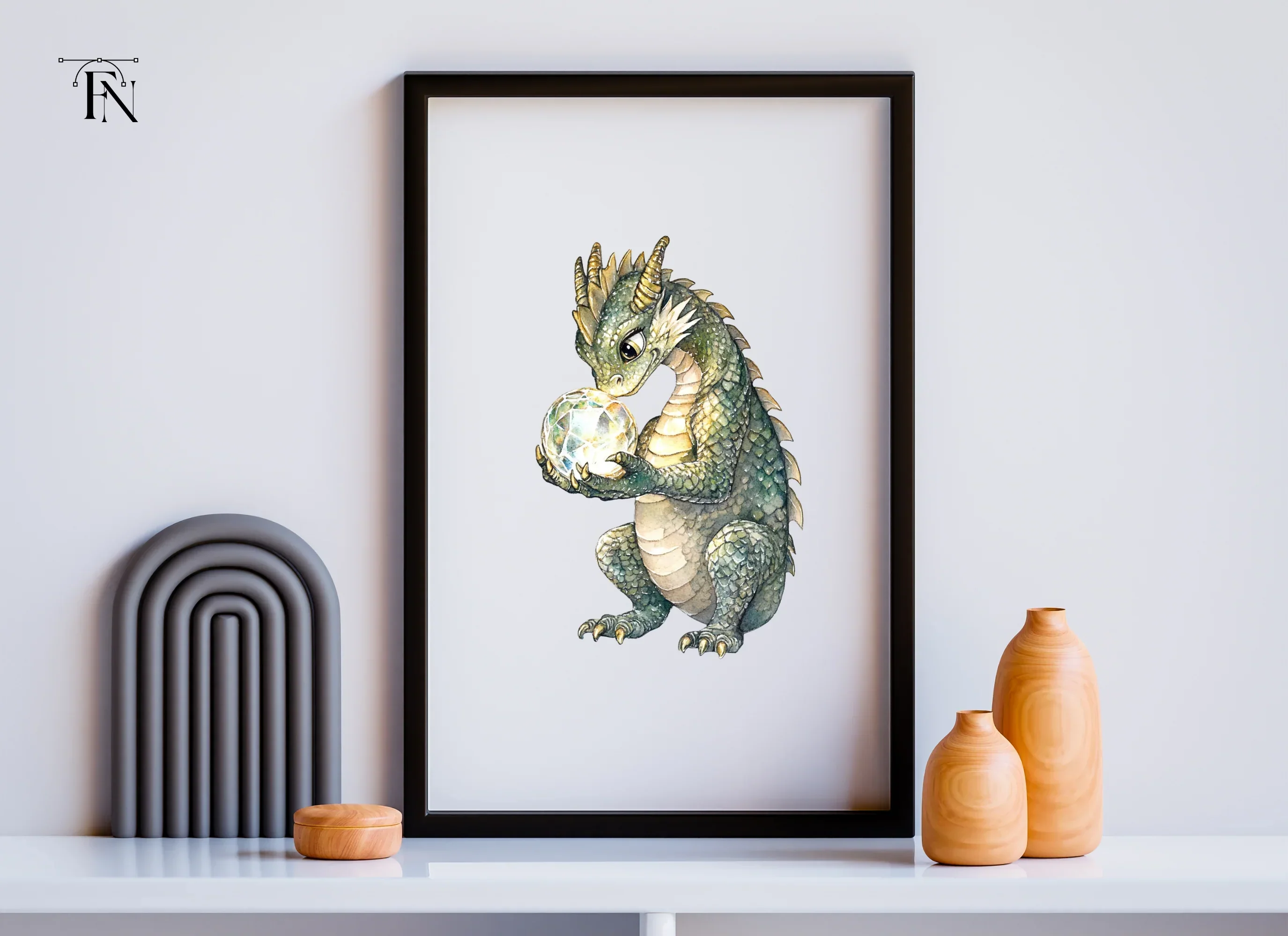 Baby Dragon with Crystal Clipart Bundle - Image 6