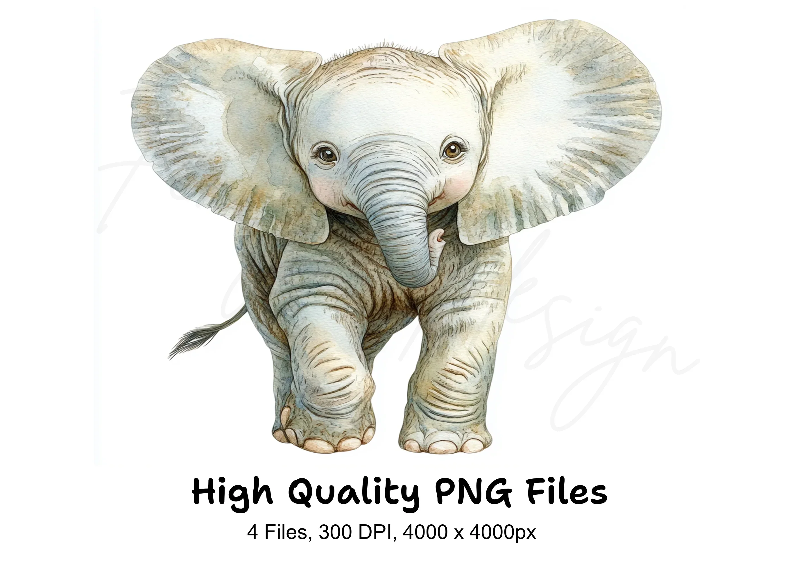 Baby Elephant Clipart Bundle