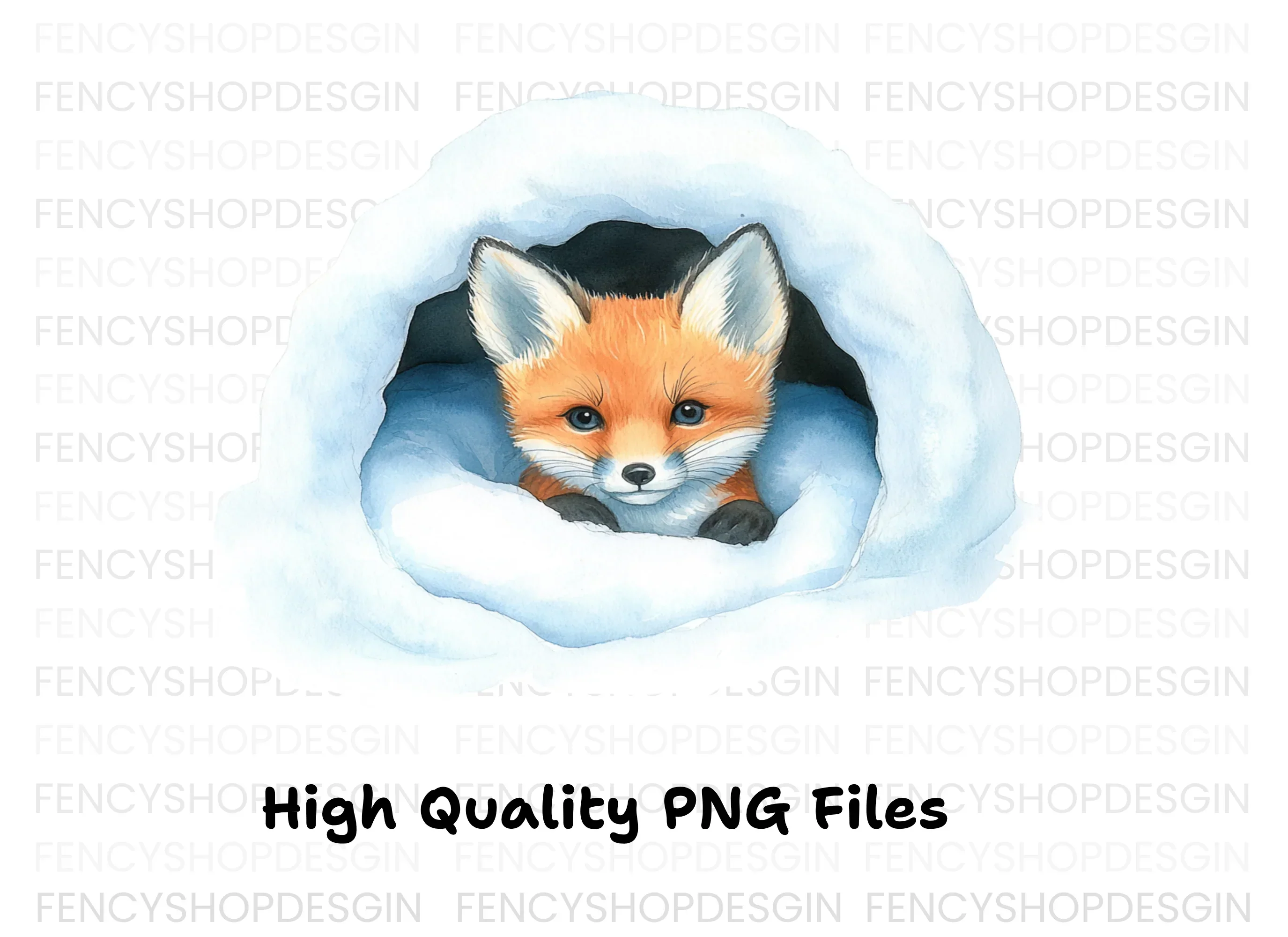 Baby Foxes in Log and Snow Clipart Bundle - Image 3