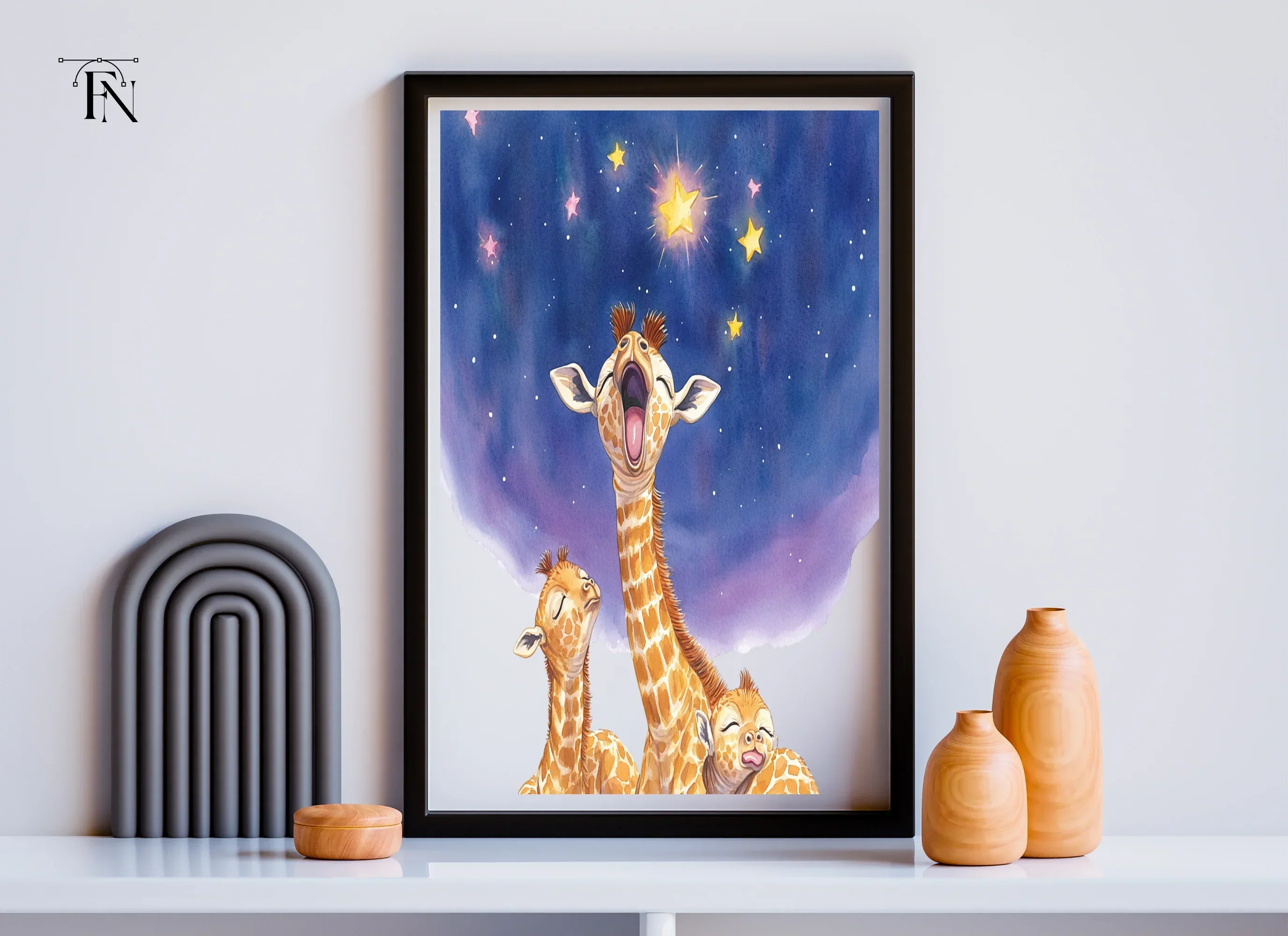 Baby Giraffes Stargazing Clipart Bundle - Image 6