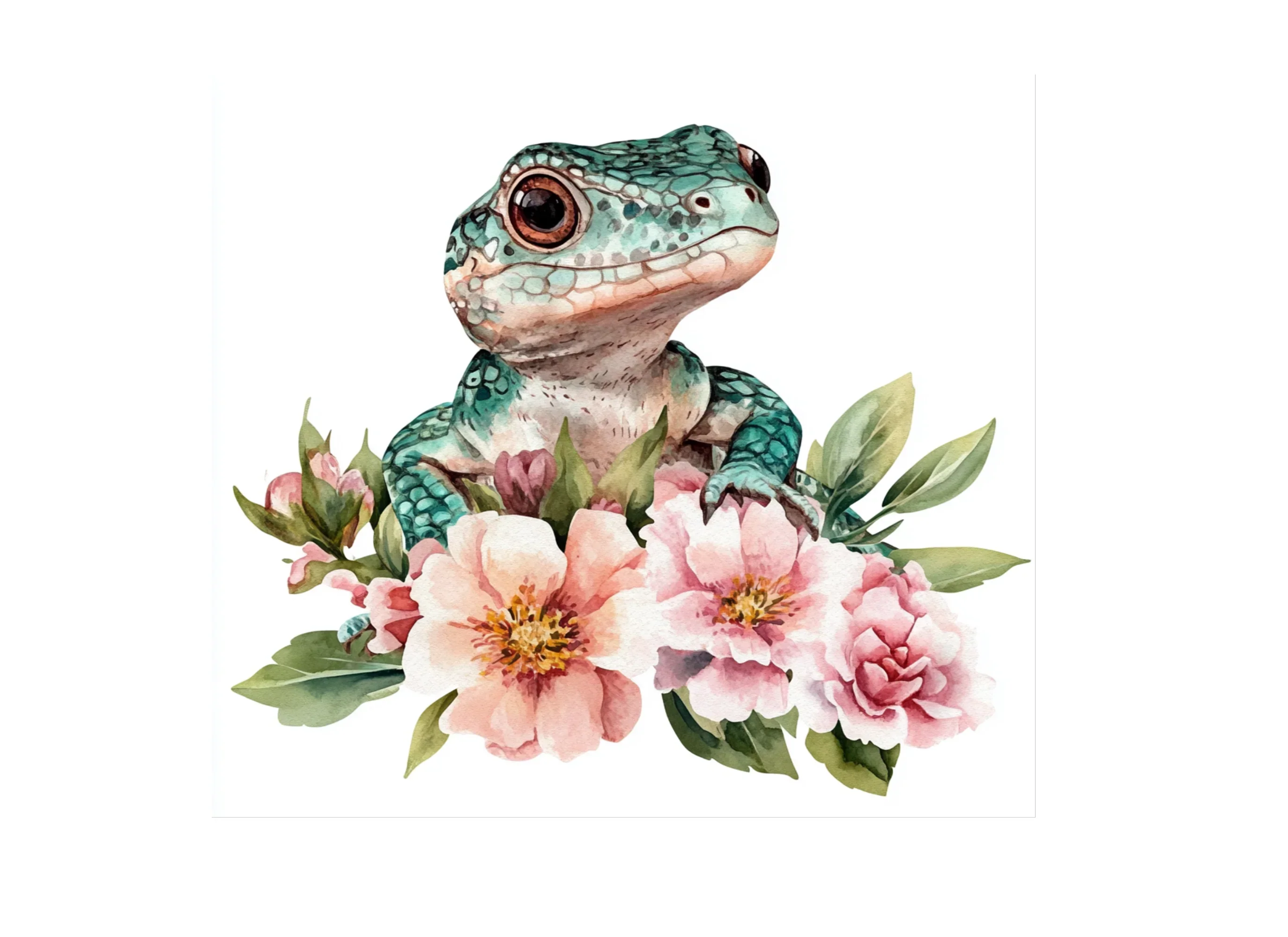 Baby Lizard and Flower Clipart Bundle - Image 3