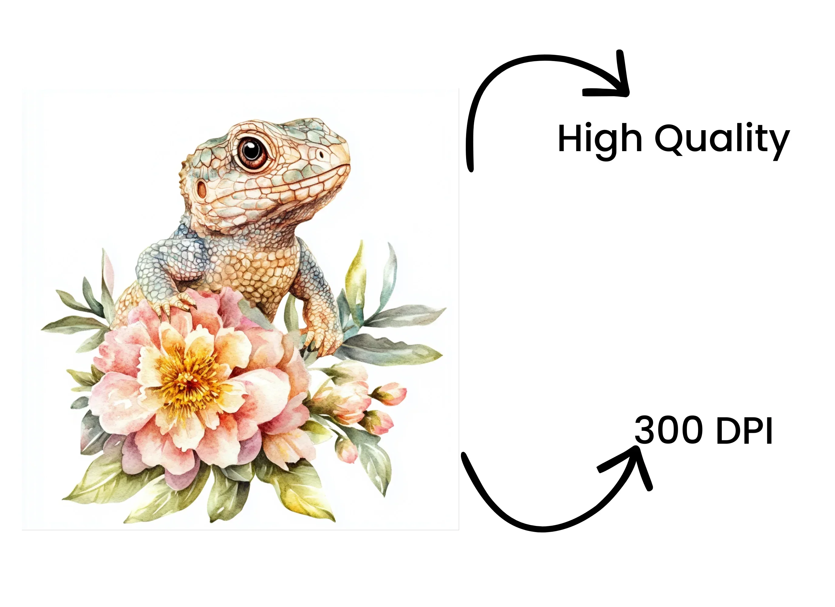 Baby Lizard and Flower Clipart Bundle - Image 4