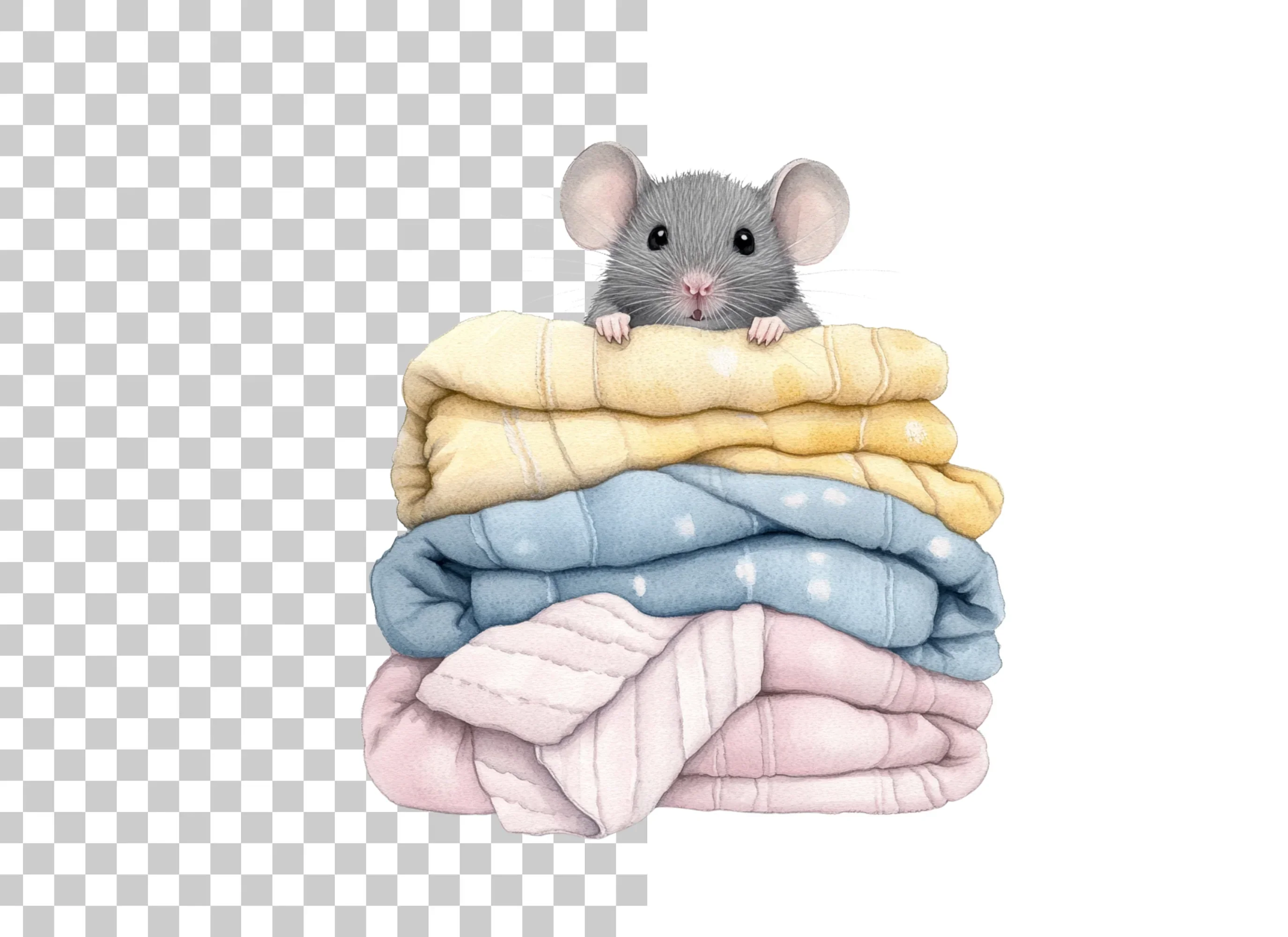 Baby Mice on Cozy Blanket Stacks Clipart Bundle - Image 2