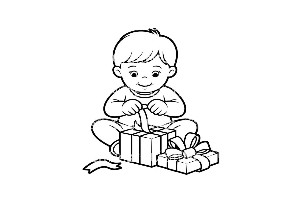 Baby Opening Christmas Gift Coloring Books - Image 4