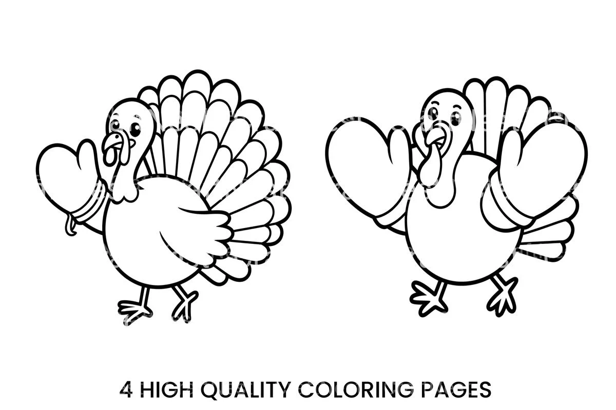 Baby Turkey with Mittens Coloring Books