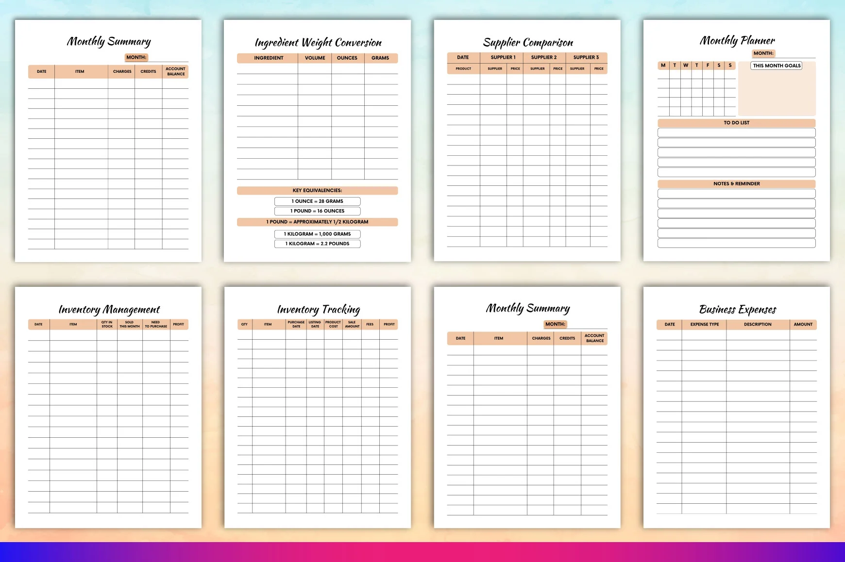 Bakery Business Planner Template - Image 4