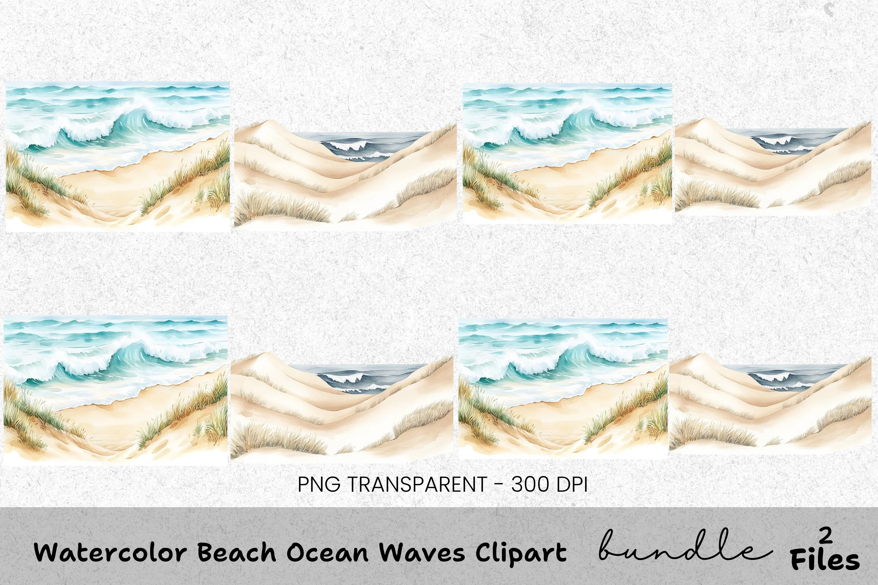 Beach Ocean Waves Clipart Bundle