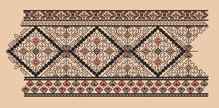 Beaded Diamond Kilim Panel Embroidery Design