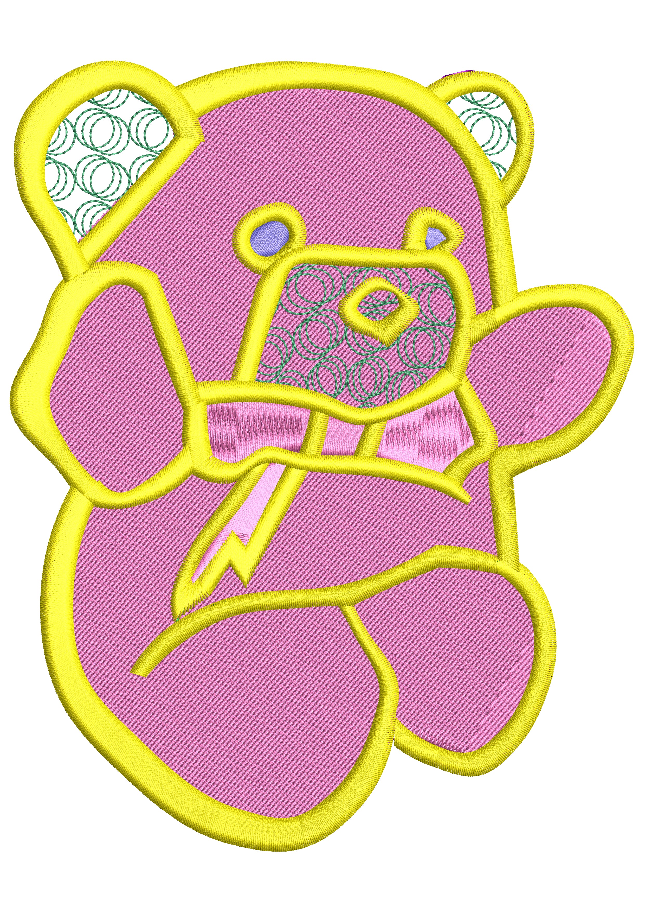 Bear Applique Embroidery Design