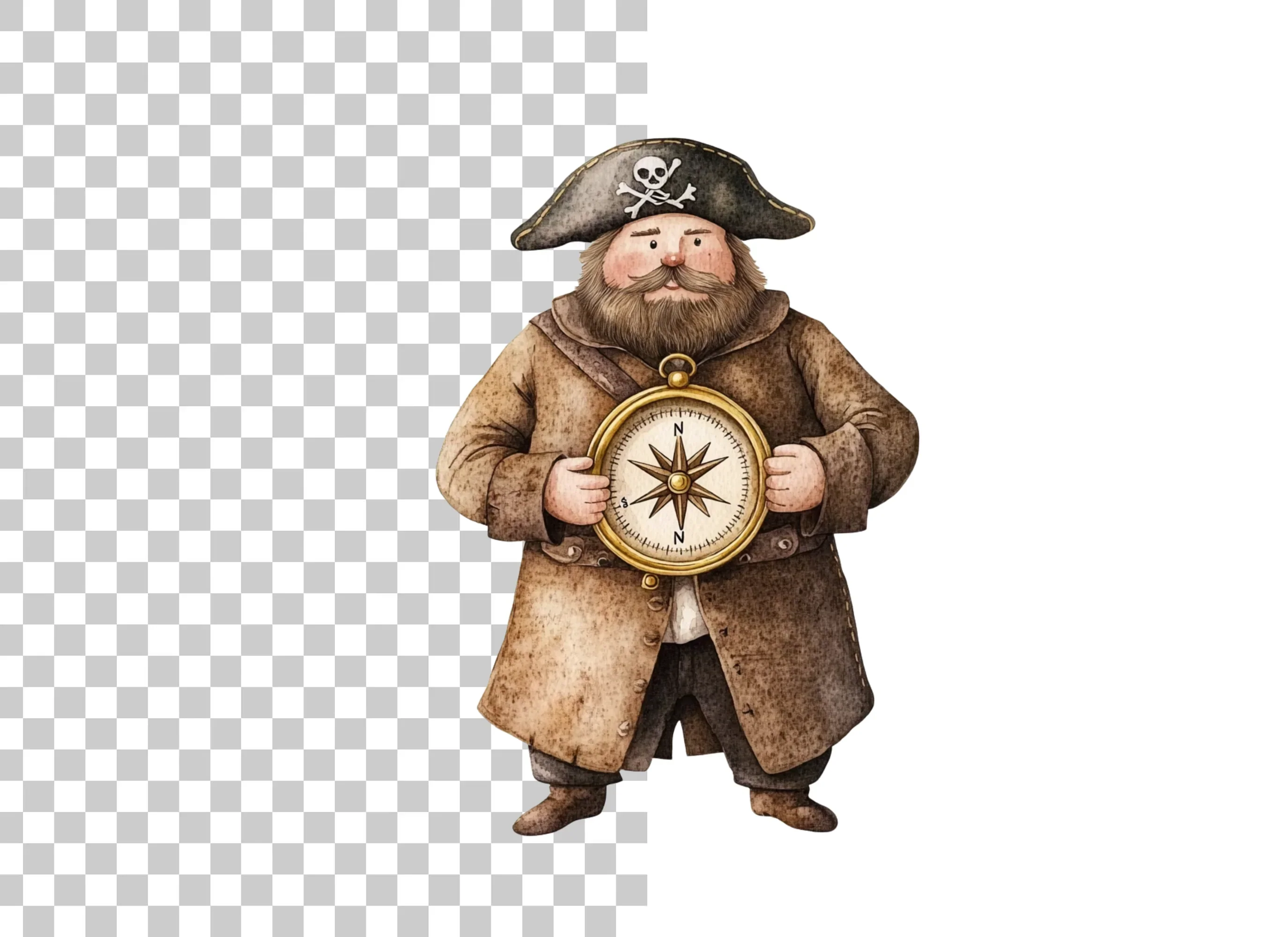 Bearded Pirates with Compasses Clipart Bundle - Image 2