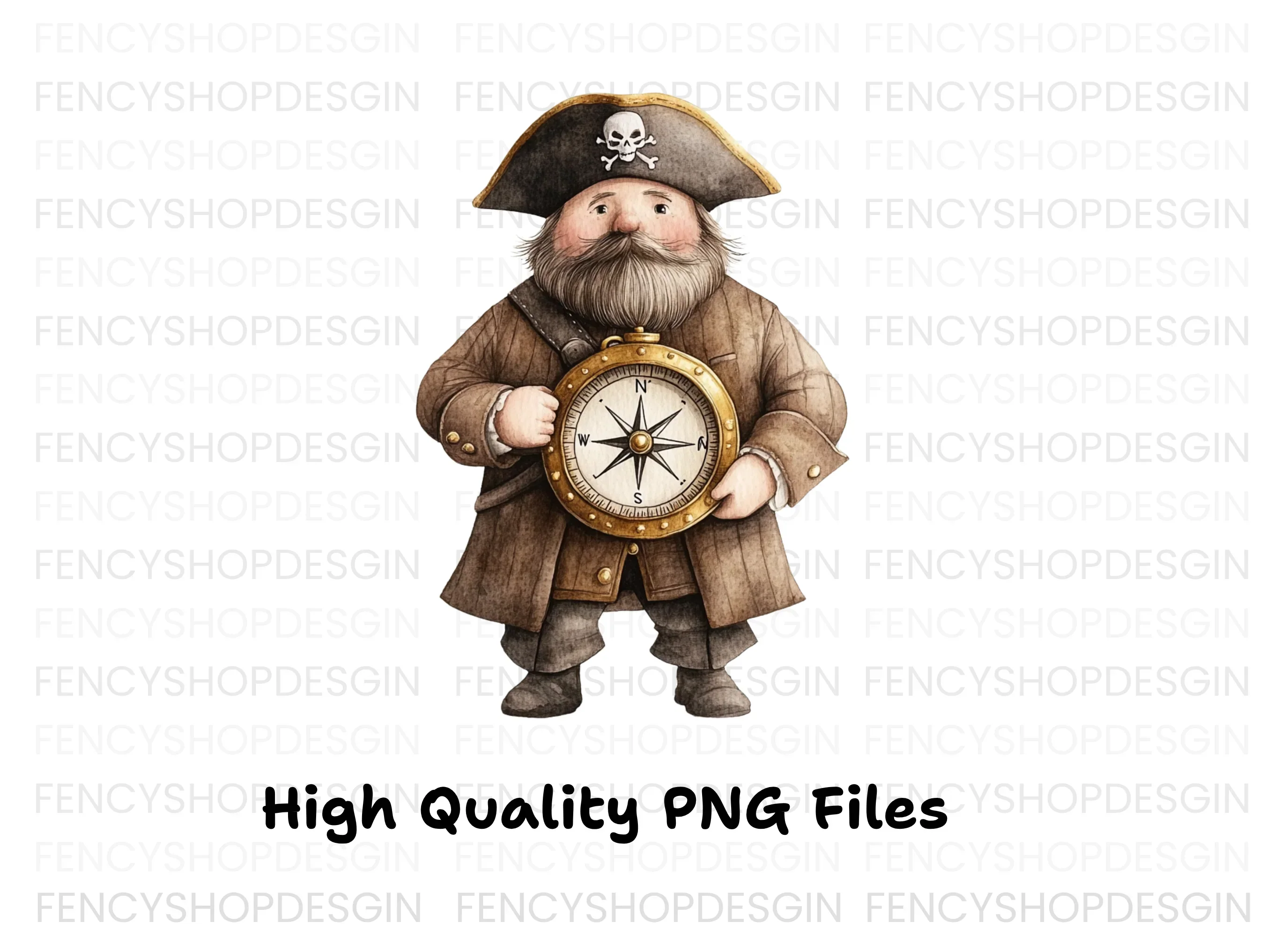 Bearded Pirates with Compasses Clipart Bundle - Image 3